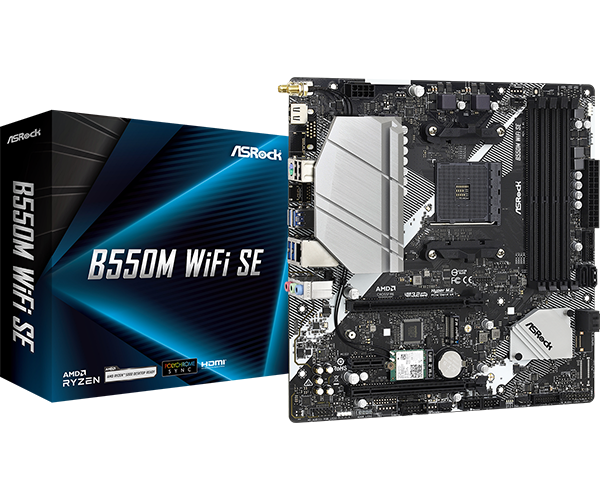 ASRock B550M WIFI SE AM4 Micro ATX Gaming Motherboard - Dual M.2, PCIe 4.0, USB 3.2 Gen2 - Perfect for PC Gaming, Streaming & Content Creation