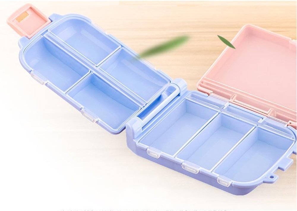 ToiM 8 Compartment Weekly Pill Organizer - Portable Plastic Medicine Storage Box for Vitamins, Supplements & Medications (Black) | Perfect for Travel, Home Use & Daily Medication Management