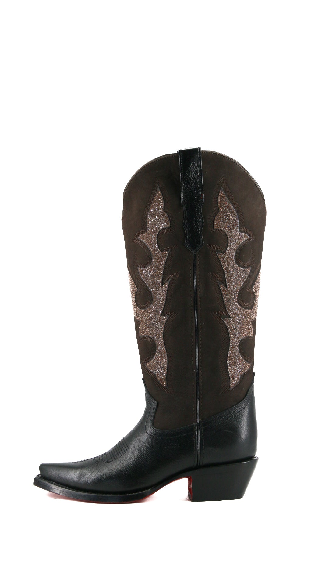 Makayla Red Bottom Snip Toe Midi Wide Calf Cowgirl Boots for Women - Western Style Ankle Booties for Country Dancing, Rodeo & Fashion Outfits