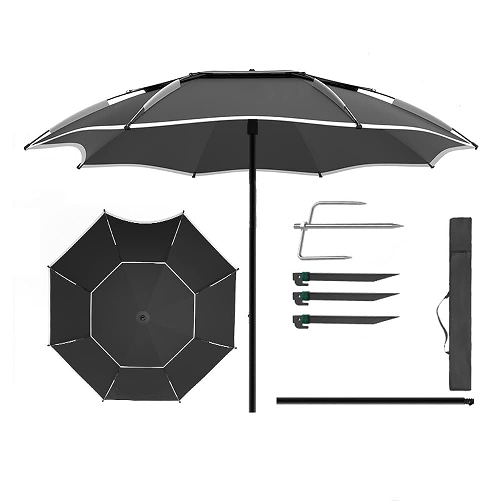 Windproof Tilt Portable Beach Umbrella with Sand Anchor - UPF 50+ UV Protection, Carry Bag Included - Perfect for Beach, Patio, Garden, Outdoor & Fishing Activities