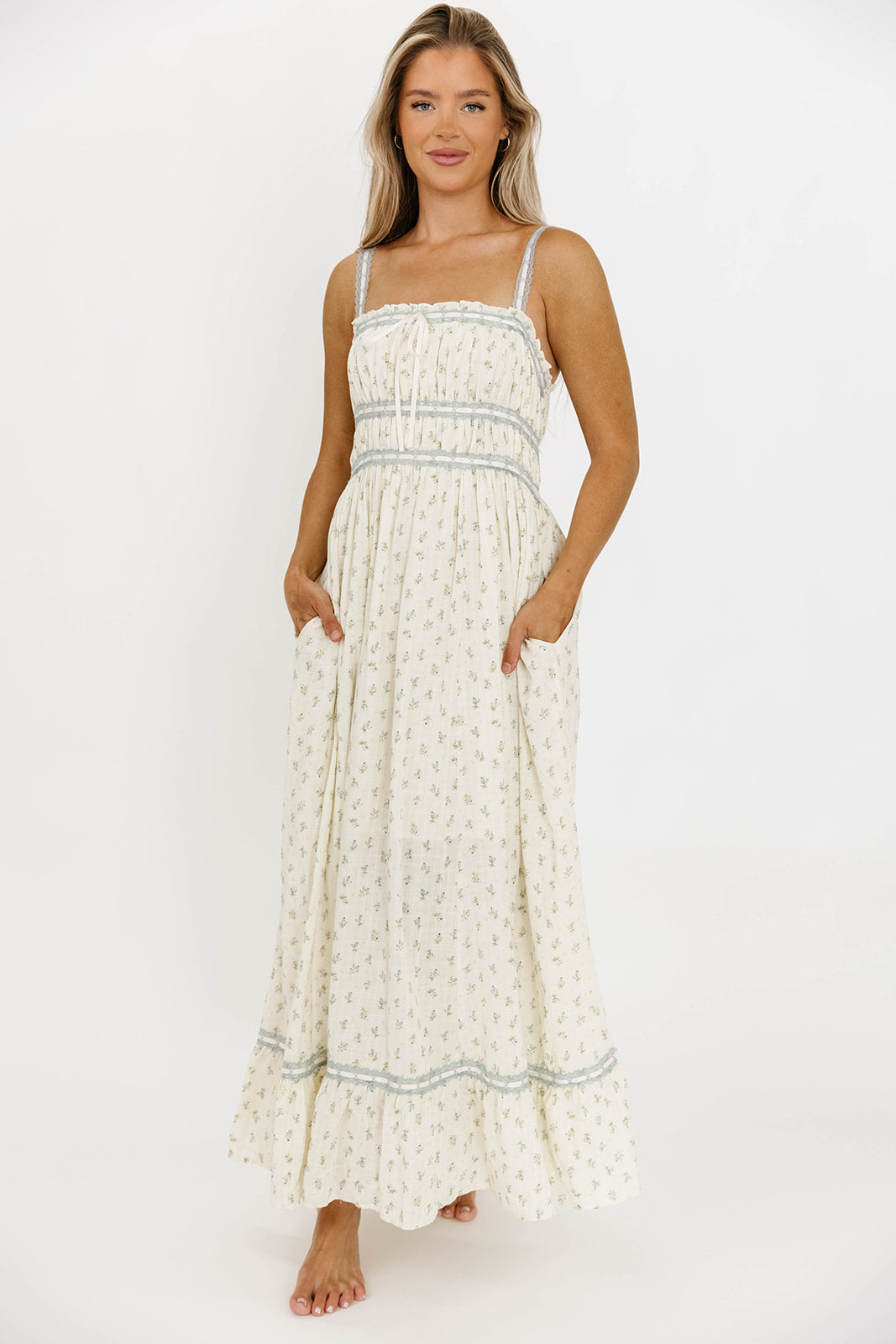 Elegant French Blue Floral Lace Maxi Dress for Women | Summer Beach Wedding Party Dress | Perfect for Bridesmaid, Vacation & Special Occasions