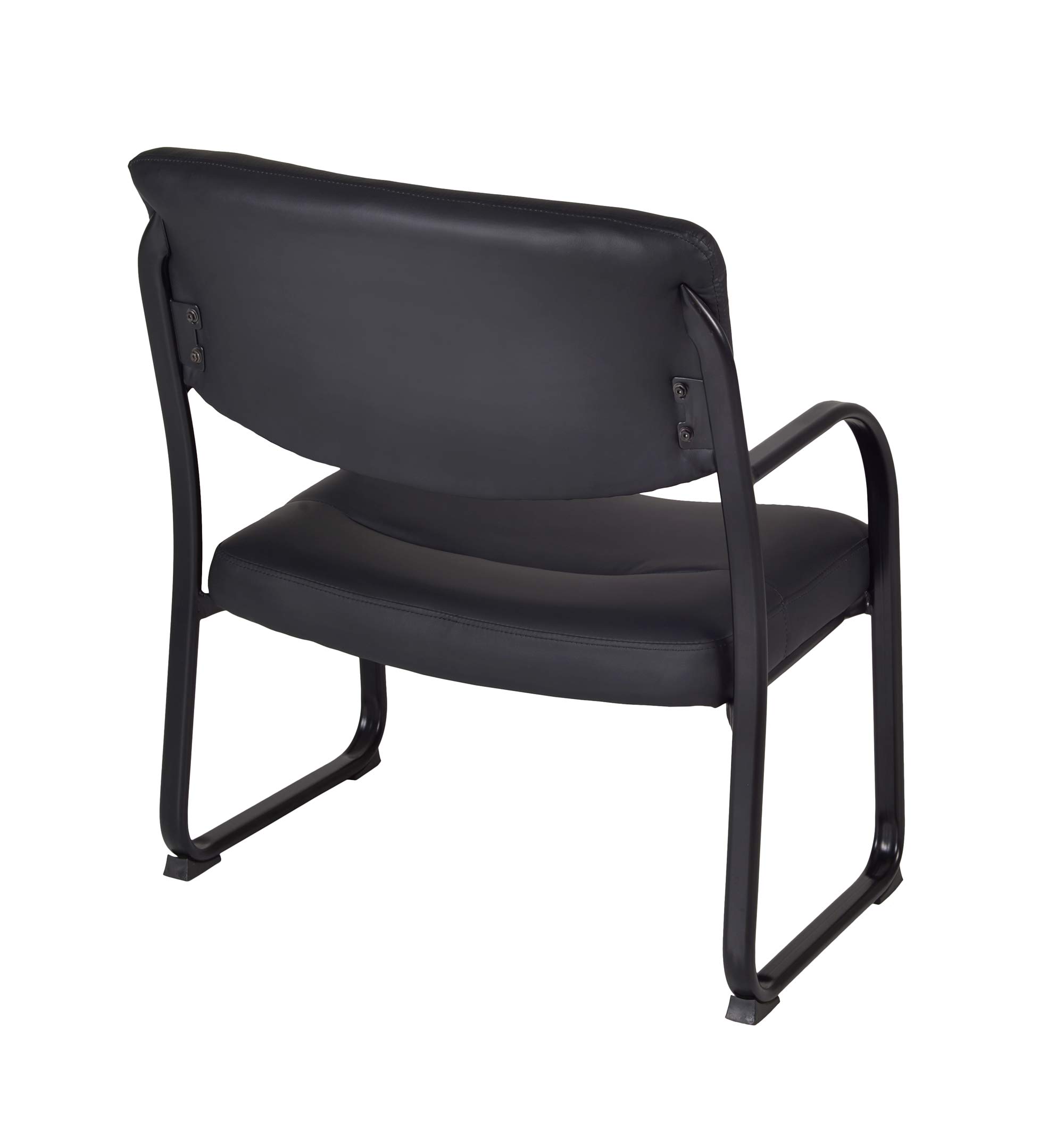 Regency Crusoe Genuine Leather Side & Guest Chair for Big & Tall - Heavy Duty Black Office & Living Room Furniture - Perfect for Home Office, Waiting Room & Lounge Areas