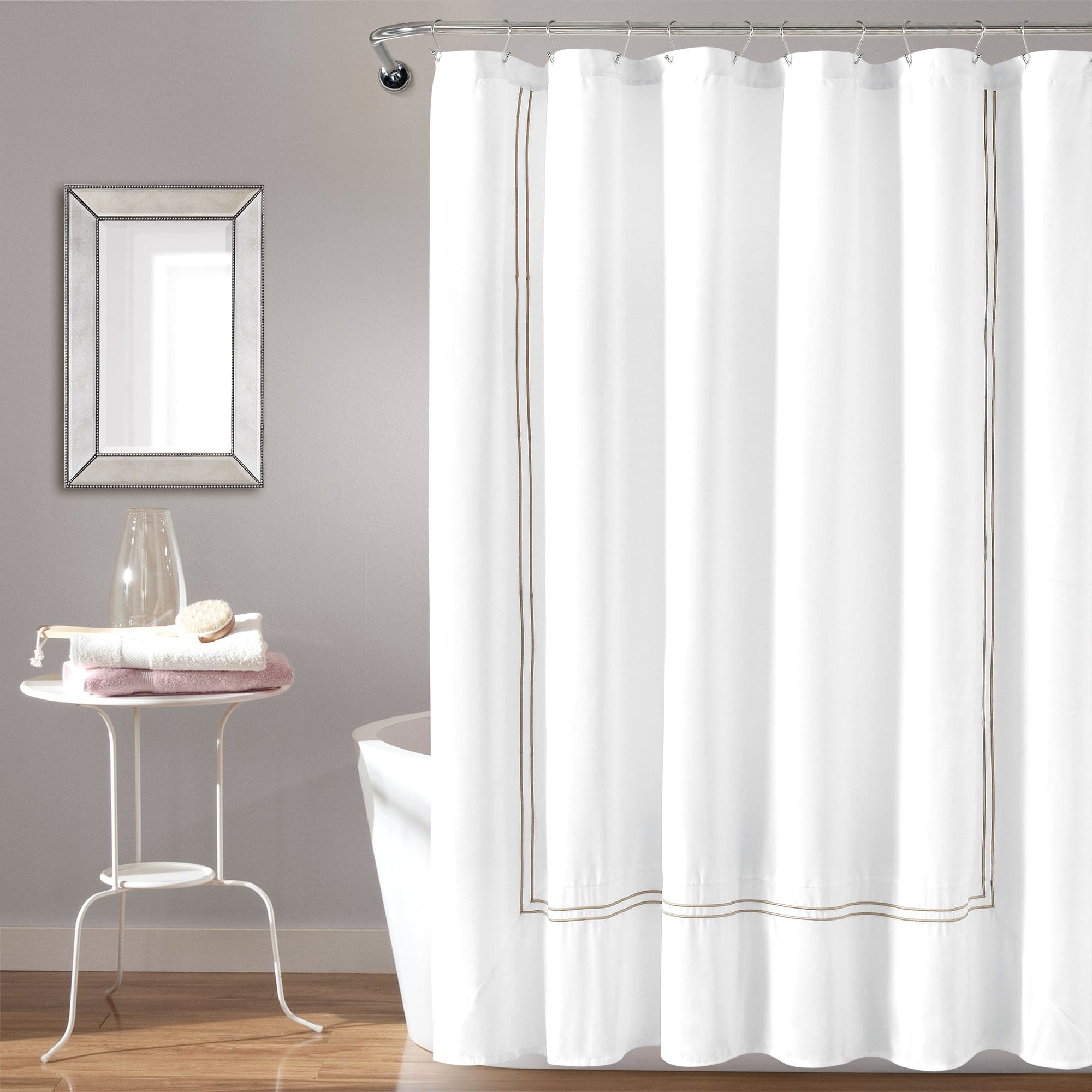 Luxury Hotel Collection Shower Curtain - Waterproof Fabric Bathroom Decor with 12 Hooks - Perfect for Master Bath, Guest Bath & Apartment Living (72