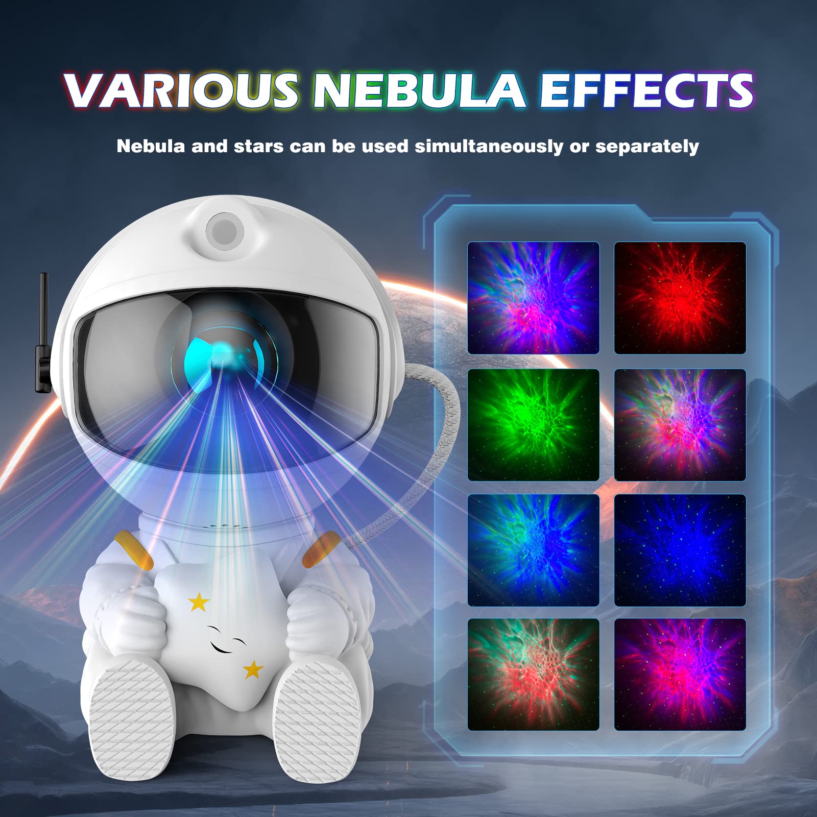 Astronaut Galaxy Projector - Starry Night Light Projector for Kids & Adults | Nebula LED Ceiling Lamp with Timer & Remote Control | Perfect for Bedroom Decor, Relaxation & Birthday Gifts