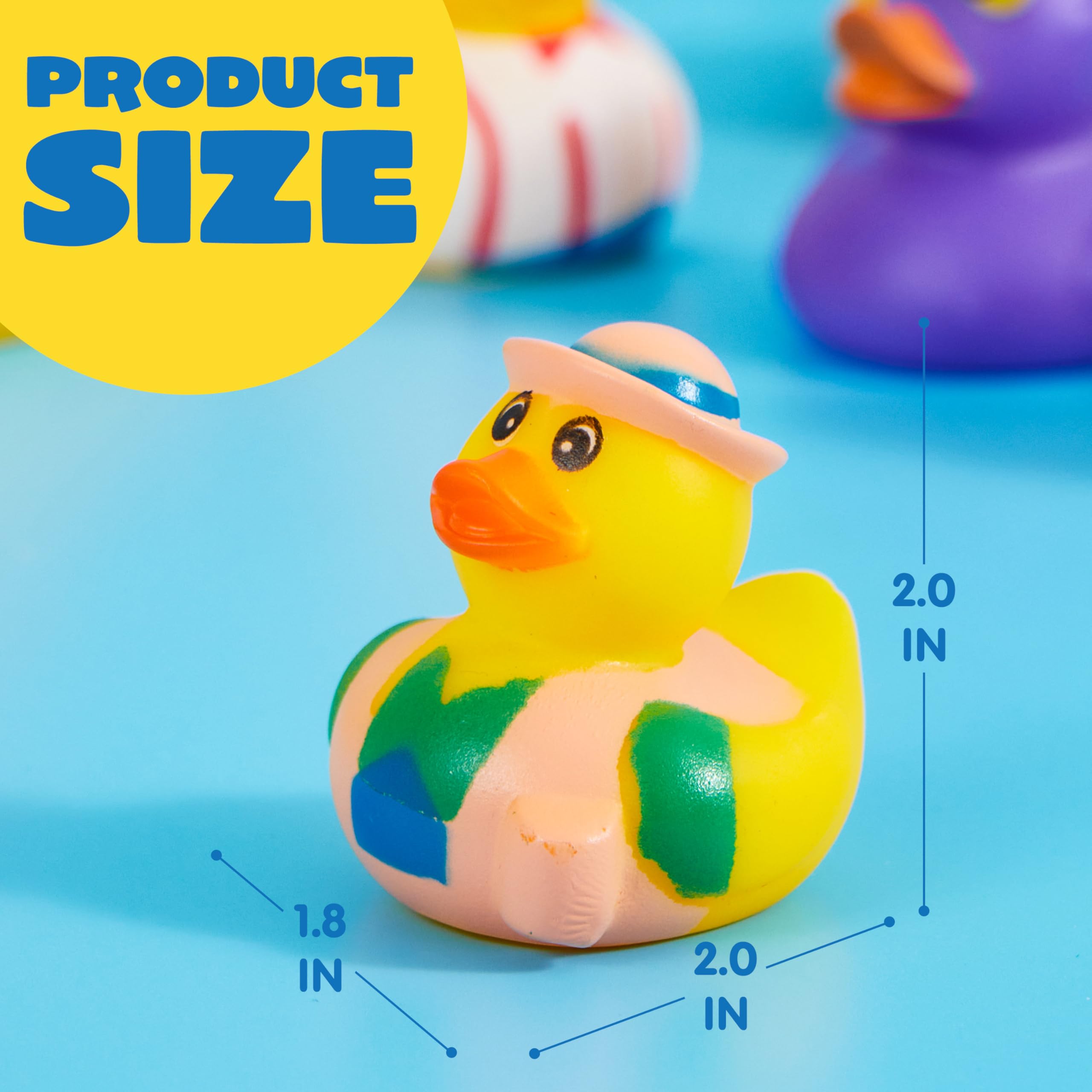 JOYIN 60 Pcs Assorted Rubber Duckie Toys with Mesh Carry Bag - Fun Bath, Shower, Pool & Beach Toys for Kids - Perfect for Baby Bath Time, Summer Activities, Carnival Prizes & Holiday Party Favors