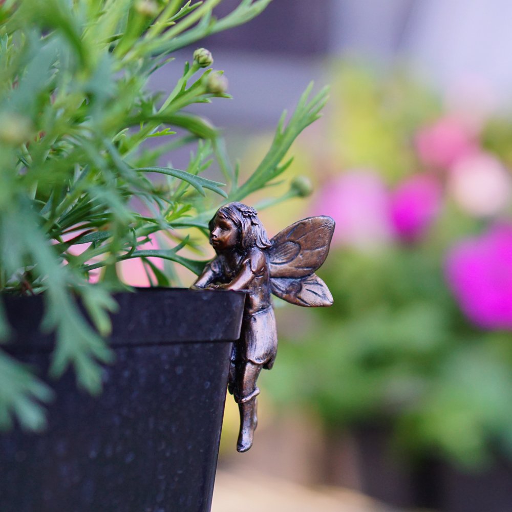 Miniature Fairy Garden & Terrarium Decor - Small Flower Pot Hugger Statue for Indoor Plants, Home Decor & DIY Crafts | Perfect for Fairy Gardens, Terrariums, Tabletop Displays & Gift Ideas