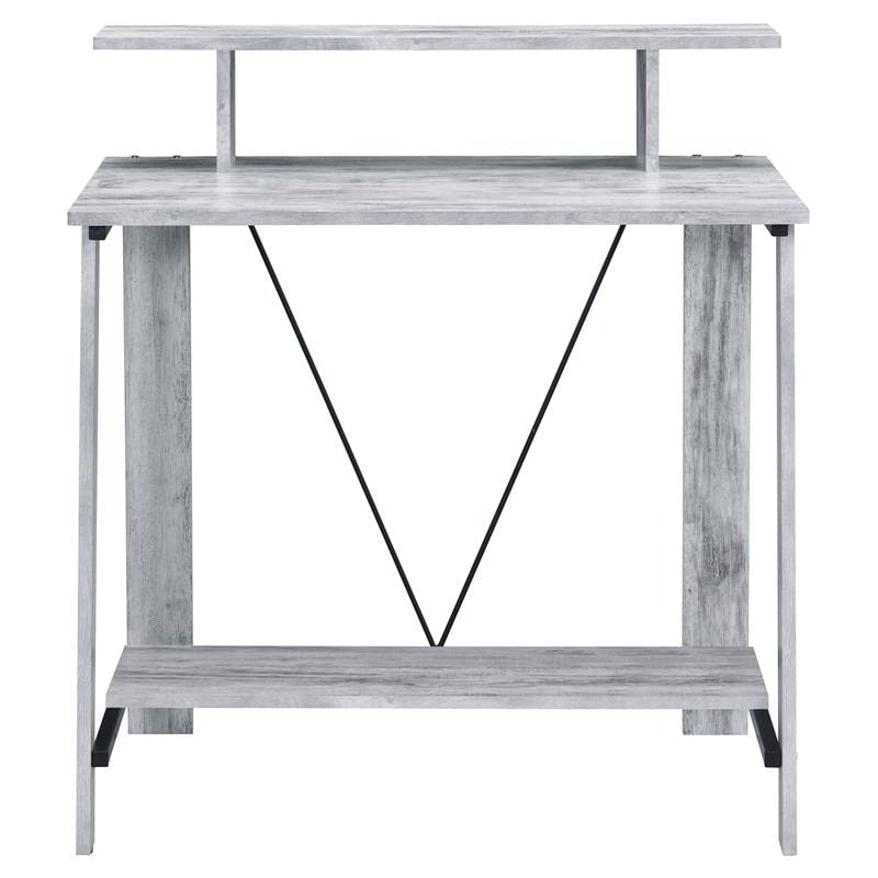 Acme Nypho Wooden 2-Tier Writing Desk - Antique White & Black Finish | Home Office Study Desk for Small Spaces, Dorm Rooms & Workspaces