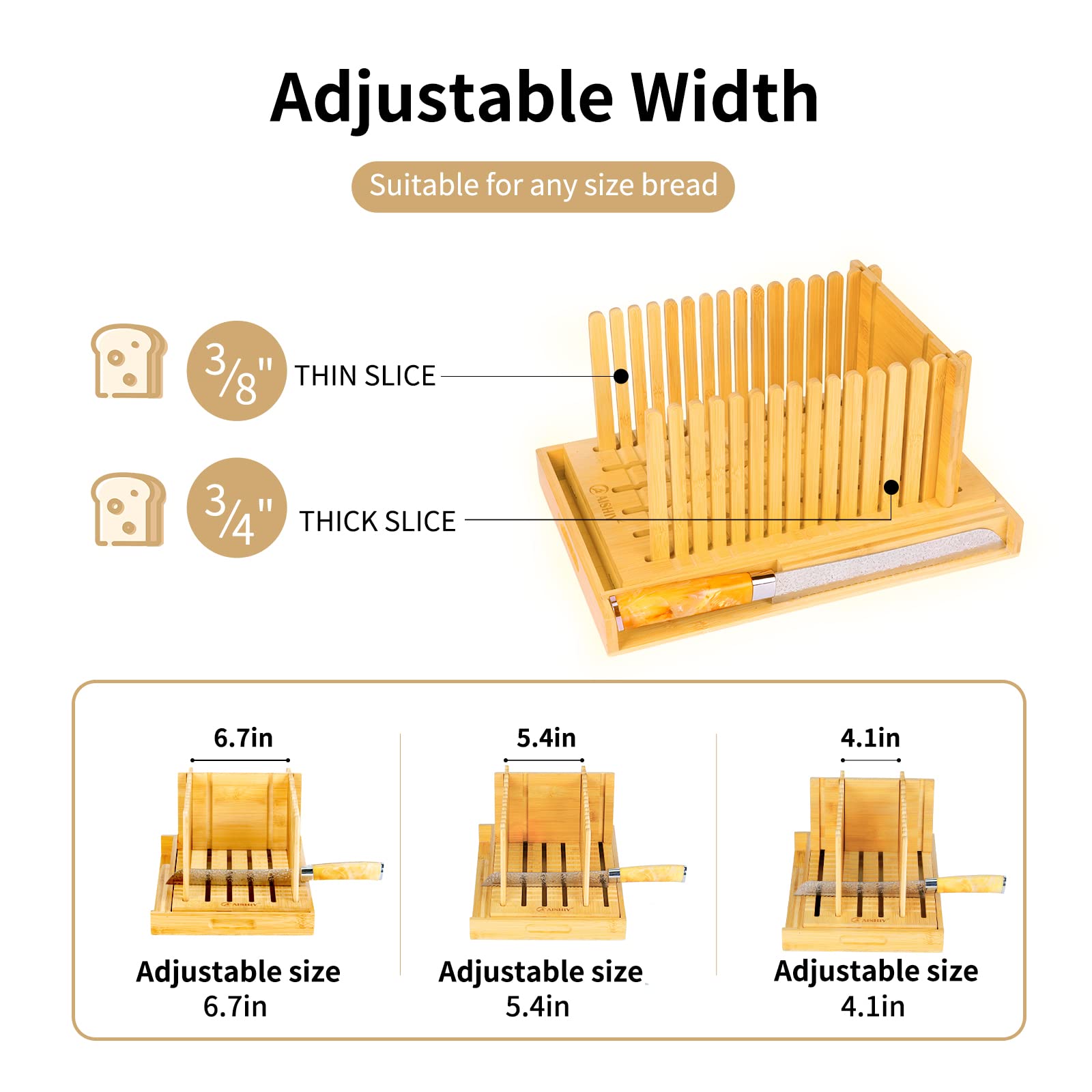 AISHYI 2024 Electric Bread Slicer - Adjustable Thickness & Width Bread Knife with Crumb Tray, Plug-in Slicing Guide for Homemade Bread, Cakes, Bagels - Perfect for Bakeries, Home Kitchens & Breakfast Prep