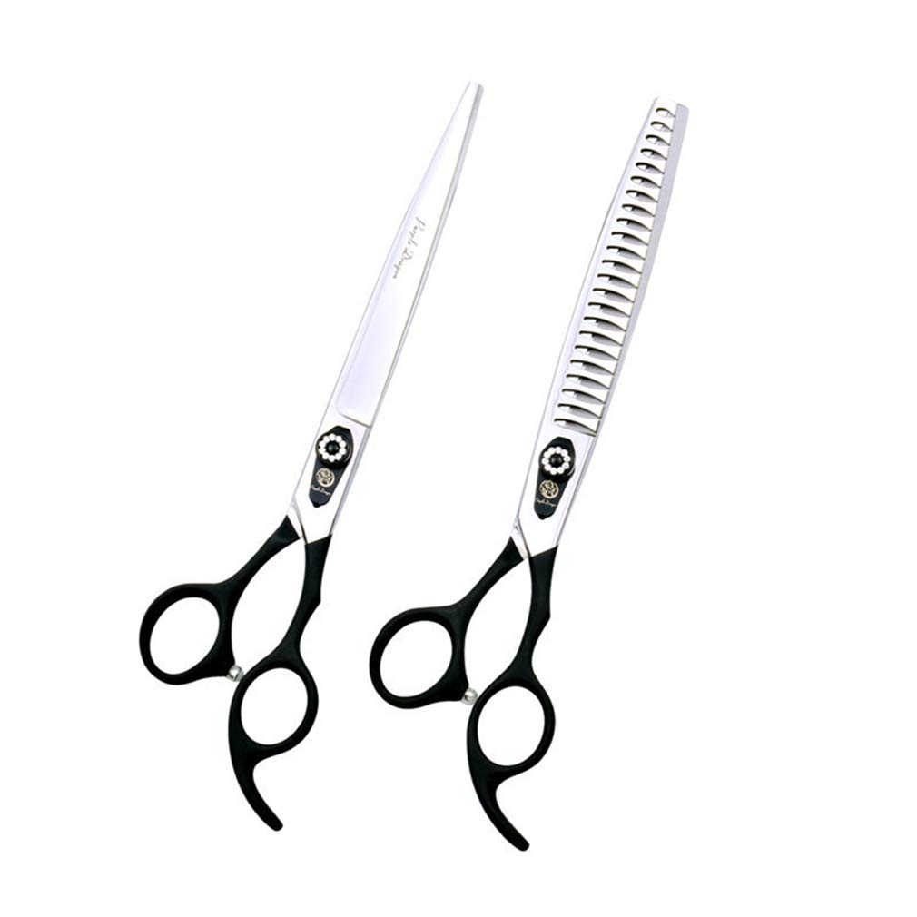 8.0 Inch Professional Stainless Steel Pet Grooming Scissors Kit - Straight & Thinning Shears for Dogs Cats Grooming | Pet Barber Shop & Home Use Trimming Tools