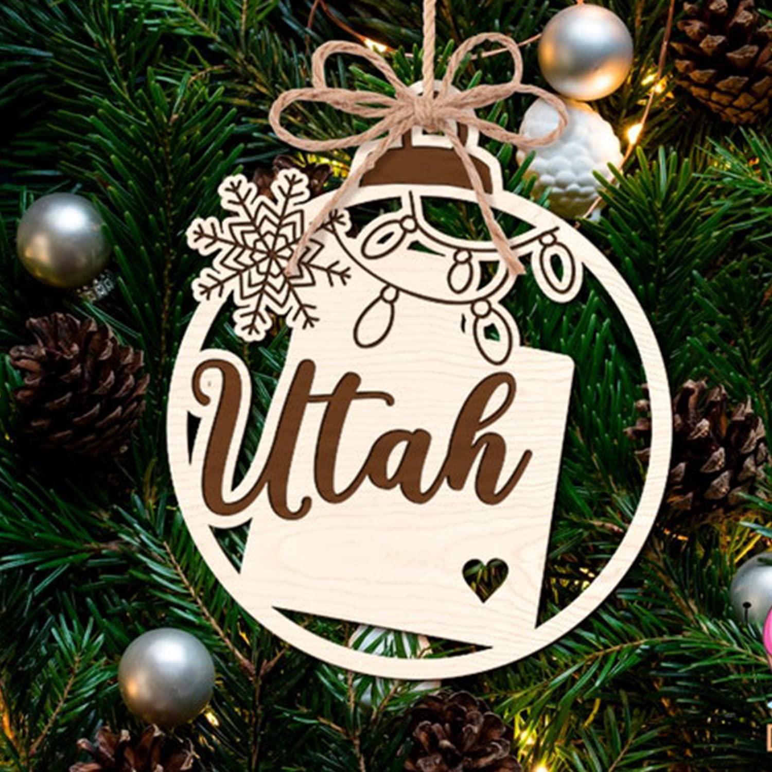 Utah State Ornaments - Set of 10 Handcrafted Wooden Christmas Tree Decorations | USA-Made Holiday Ornament Collection 92 | Perfect for Christmas Trees, Gift Exchanges & Festive Home Decor