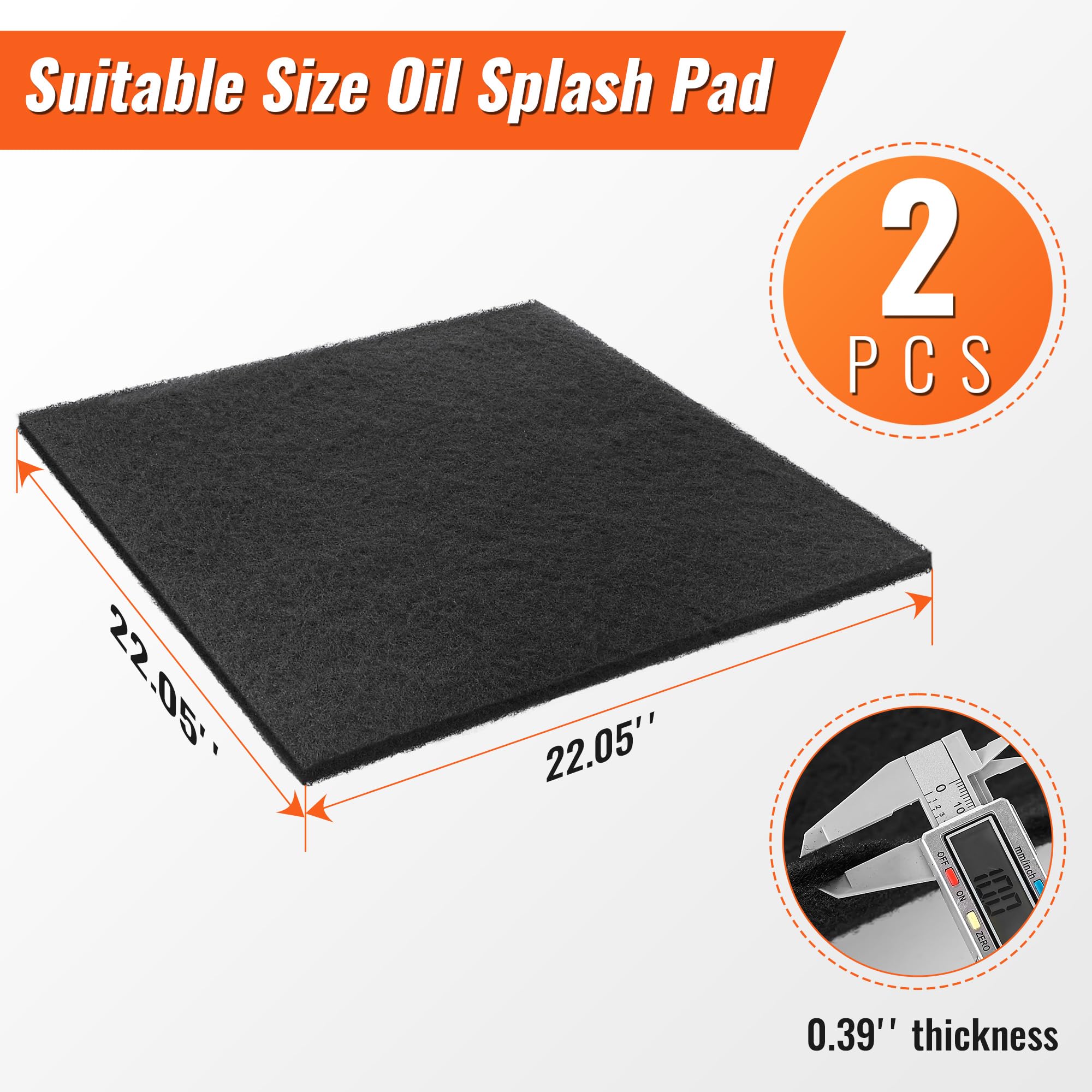 Saillong 2 Pack 22 Inch Oil Drain Splash Pads - No Splatter Square Pads for Car Oil Changes & Transmission Fluid Drain Pan - Black - Perfect for DIY Auto Maintenance & Garage Use