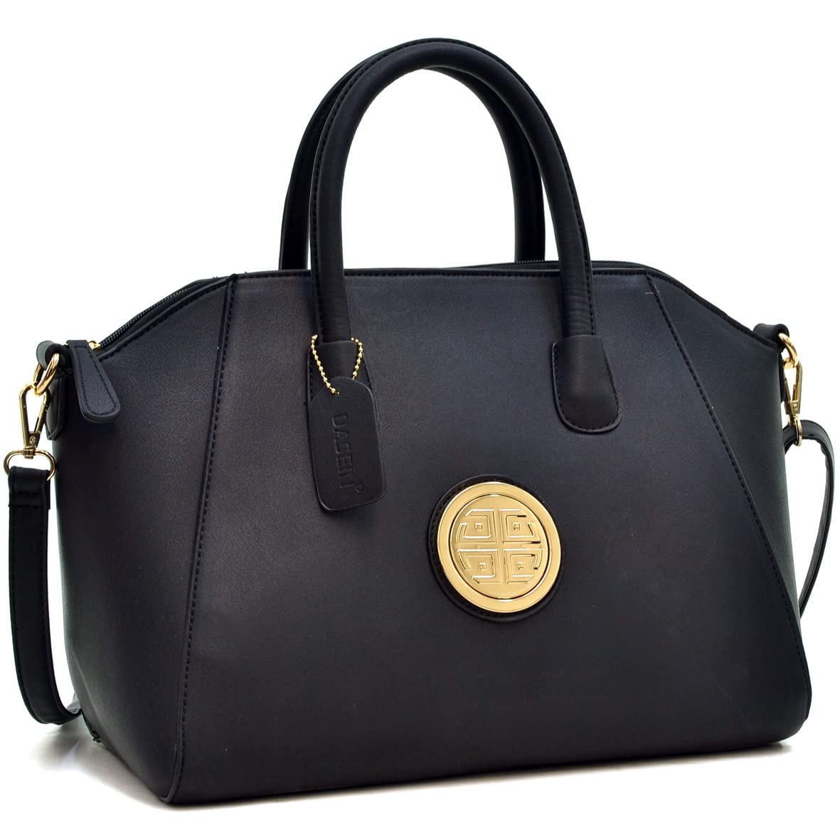 Dasein Women's Leather Satchel Handbag - Stylish Shoulder Purse with Top Handle for Work & Travel (Black) - Perfect for Office, Commuting & Everyday Use