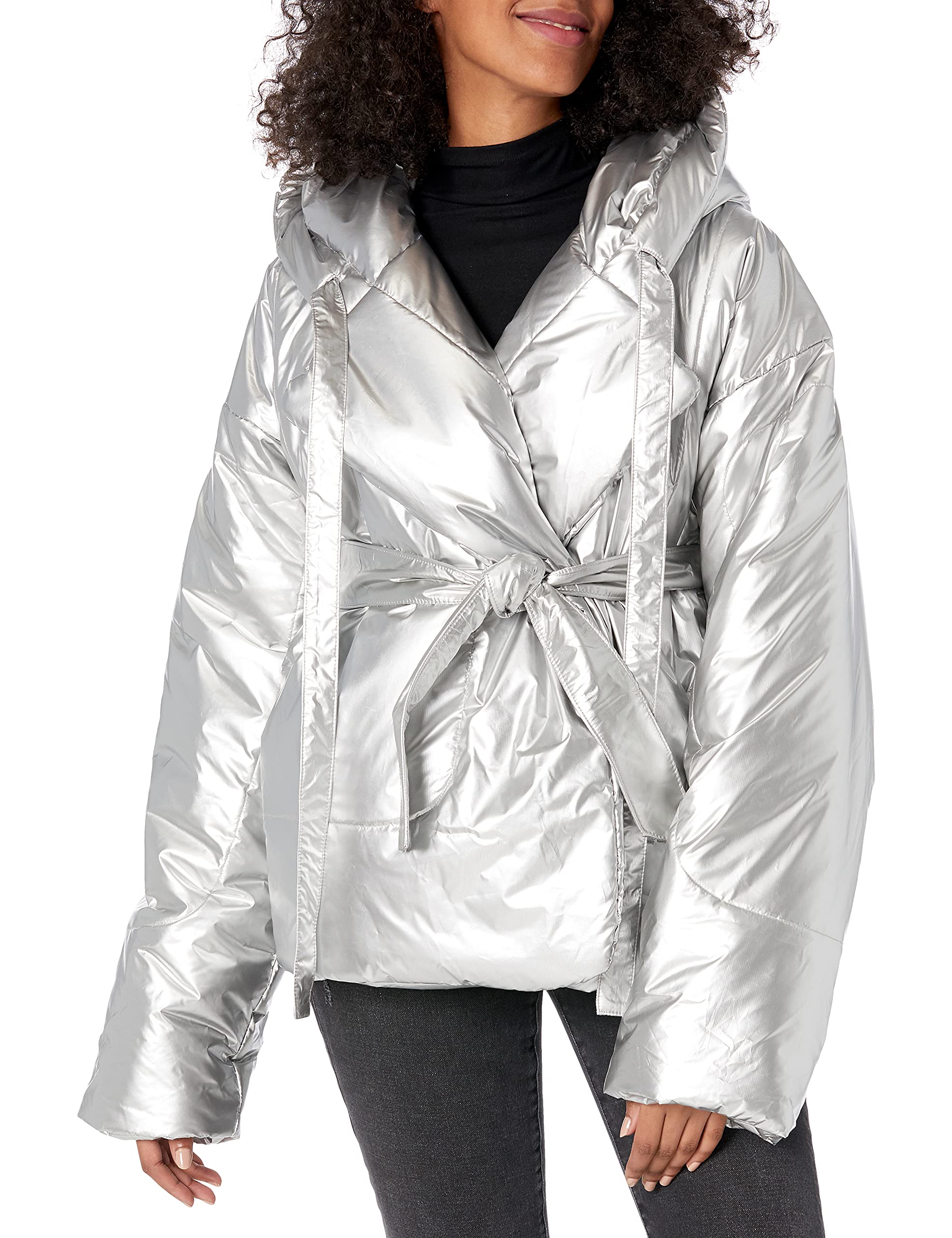 Norma Kamali Women's Hooded Sleeping Bag Coat - Short Puffer Jacket for Winter, Warm & Stylish Outerwear - Perfect for Cold Weather, Travel & Outdoor Activities