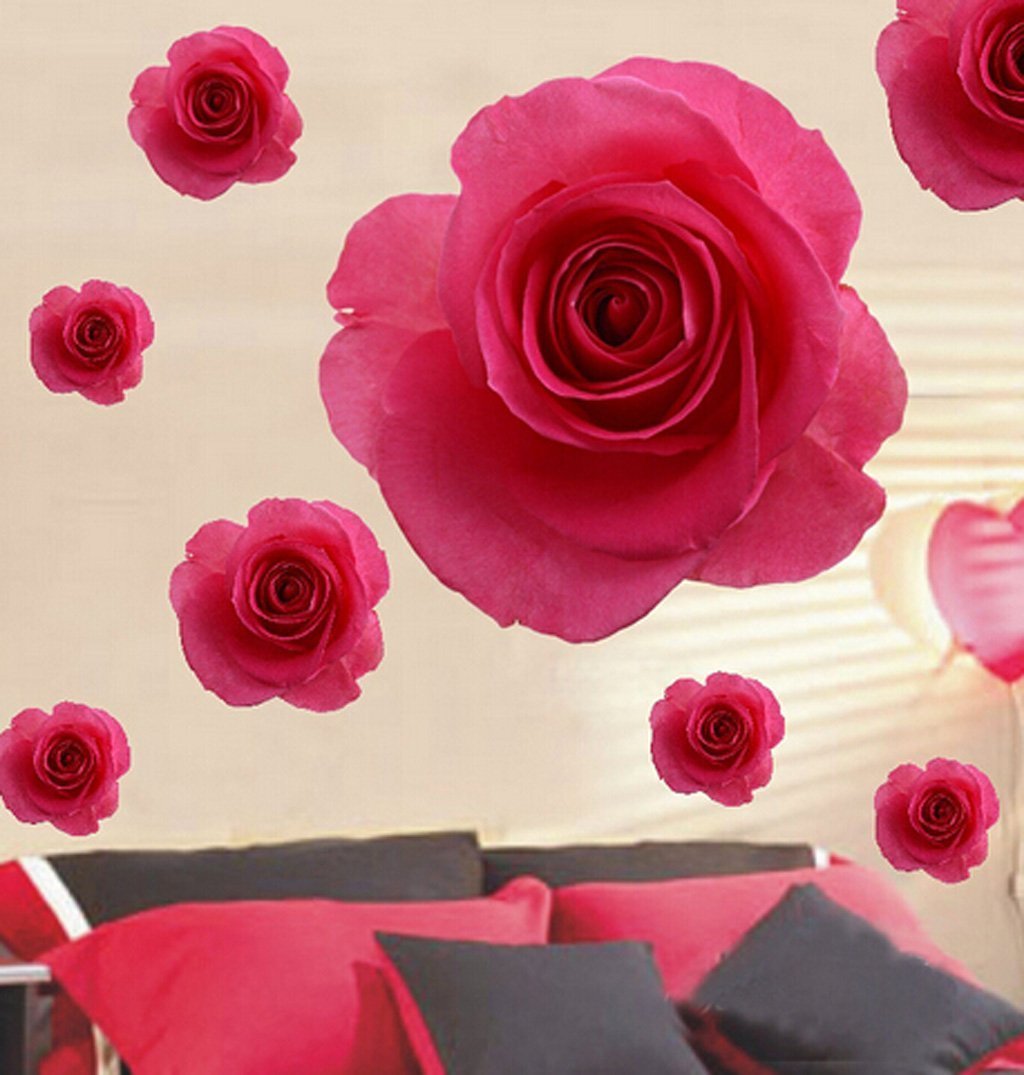 KAMAY'S Blood Rose Wall Stickers - Waterproof Art Decal for Home Decor
