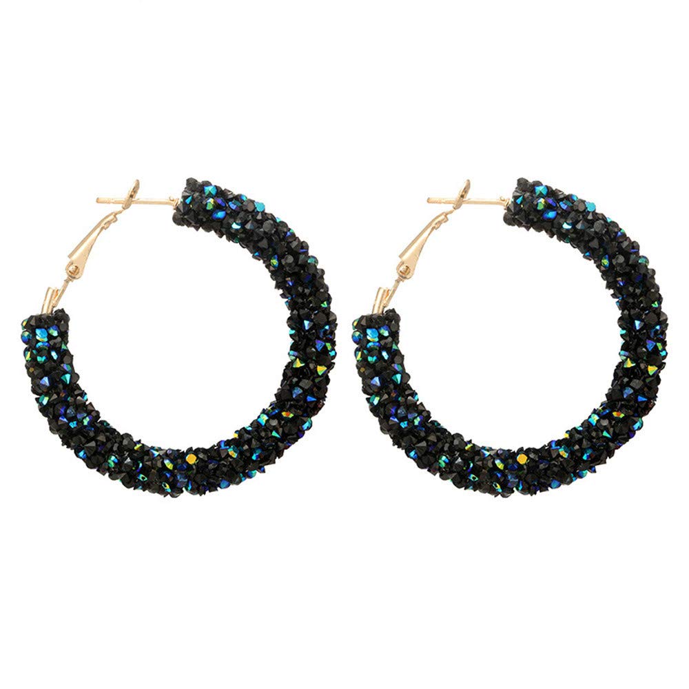 Stylish Big Round Geometric Hoop Earrings - Shiny Crystal Statement Earrings for Women (Multicolor, One Size) | Perfect for Parties, Weddings & Everyday Fashion Accessories