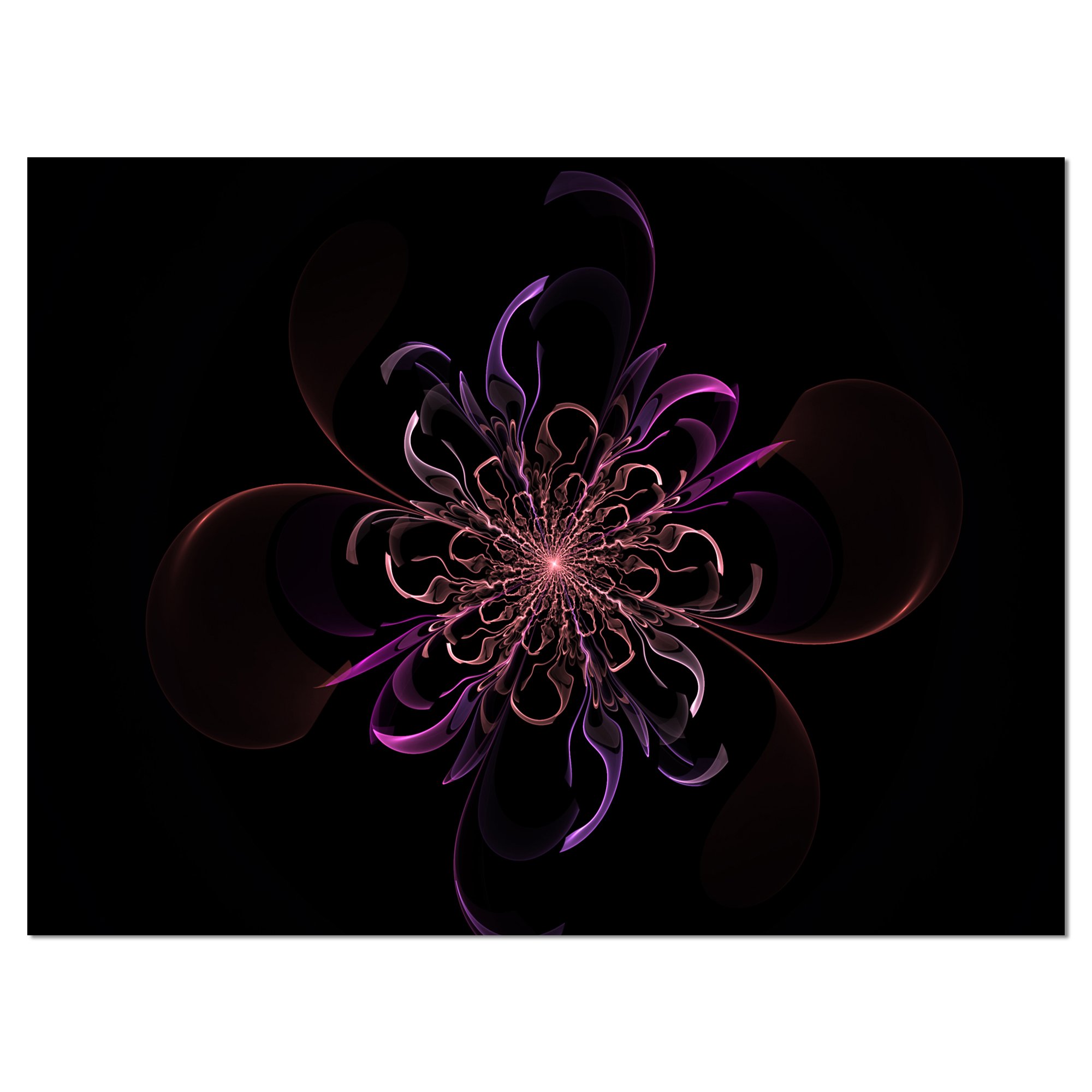 Pink Rounded Fractal Flower Black Floral Canvas Art Print - Modern Wall Decor for Living Room, Bedroom & Office