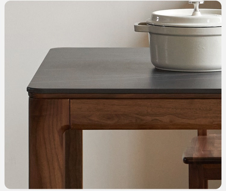 Premium Black Walnut Solid Wood Rock Slab Dining Table - Natural Wood Grain - Rustic Modern Farmhouse Style - Perfect for Dining Rooms, Kitchens & Open Concept Living Spaces