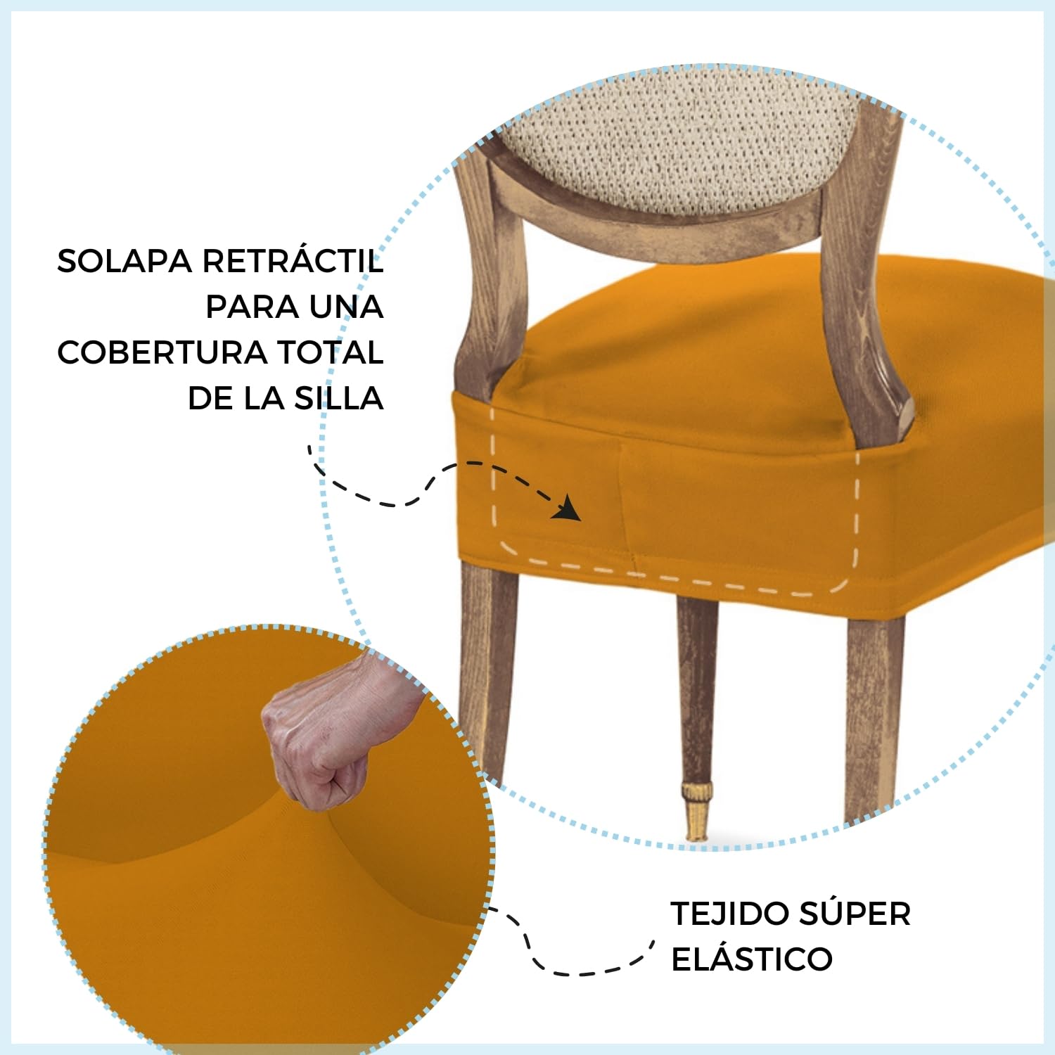 Elastic Dining Chair Seat Covers - Stain-Resistant, Washable & Adjustable Slipcovers for Restaurant, Hotel & Home Use (Gold, Set of 2) - Perfect for Protecting Chairs from Spills & Stains