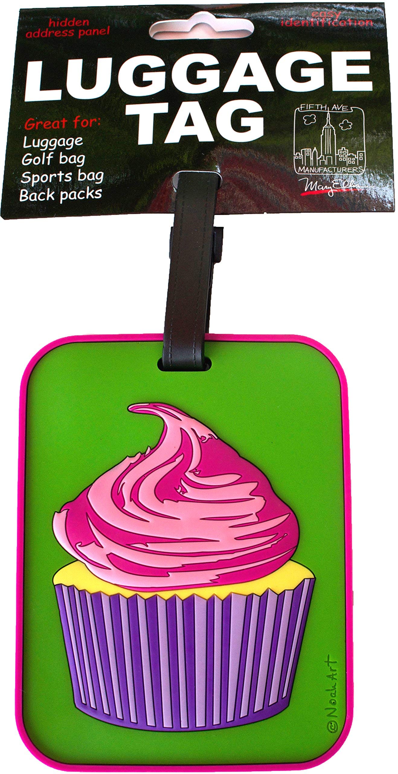 Heavy Duty Vulcanized Rubber Luggage Tags - Large Multi Color Name Tags for Travel Bags (Cupcake Design) | Durable ID Tags for Suitcases, Backpacks & Carry-Ons