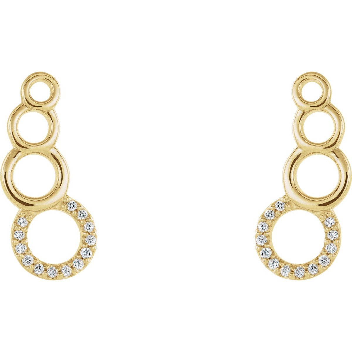 14K Gold 0.07 CTW Diamond Geometric Ear Climber Earrings - Elegant Hoop Earrings for Women, Perfect for Parties, Weddings & Everyday Wear