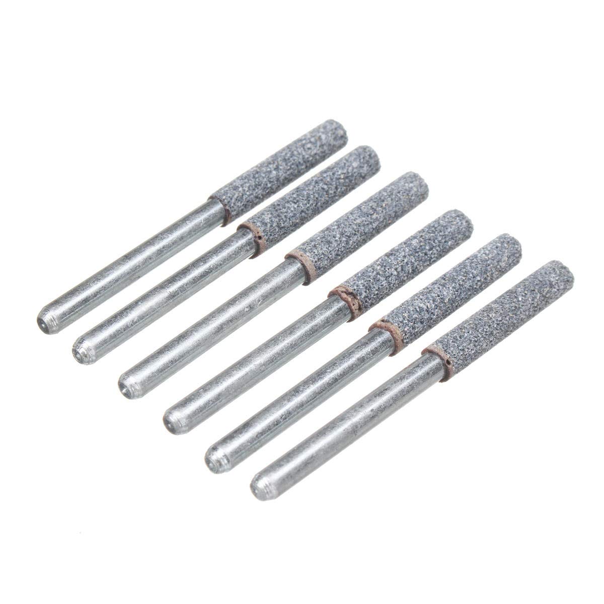 6Pcs 5/32 Inch Diamond Grinding Stones for Chainsaw Sharpener - 3mm Shank Drill Adapter - Perfect for Chainsaw Maintenance & Woodworking Projects