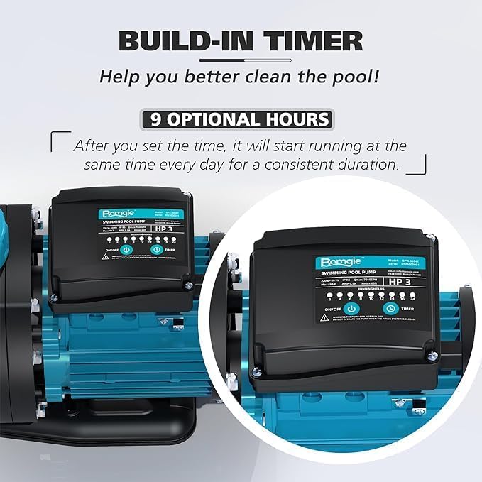 3HP 220V In-Ground & Above Ground Pool Pump - 7860 GPH High Flow Swimming Pool Water Pump for Efficient Filtration and Circulation | Perfect for Backyard Pools, Spas, and Water Features