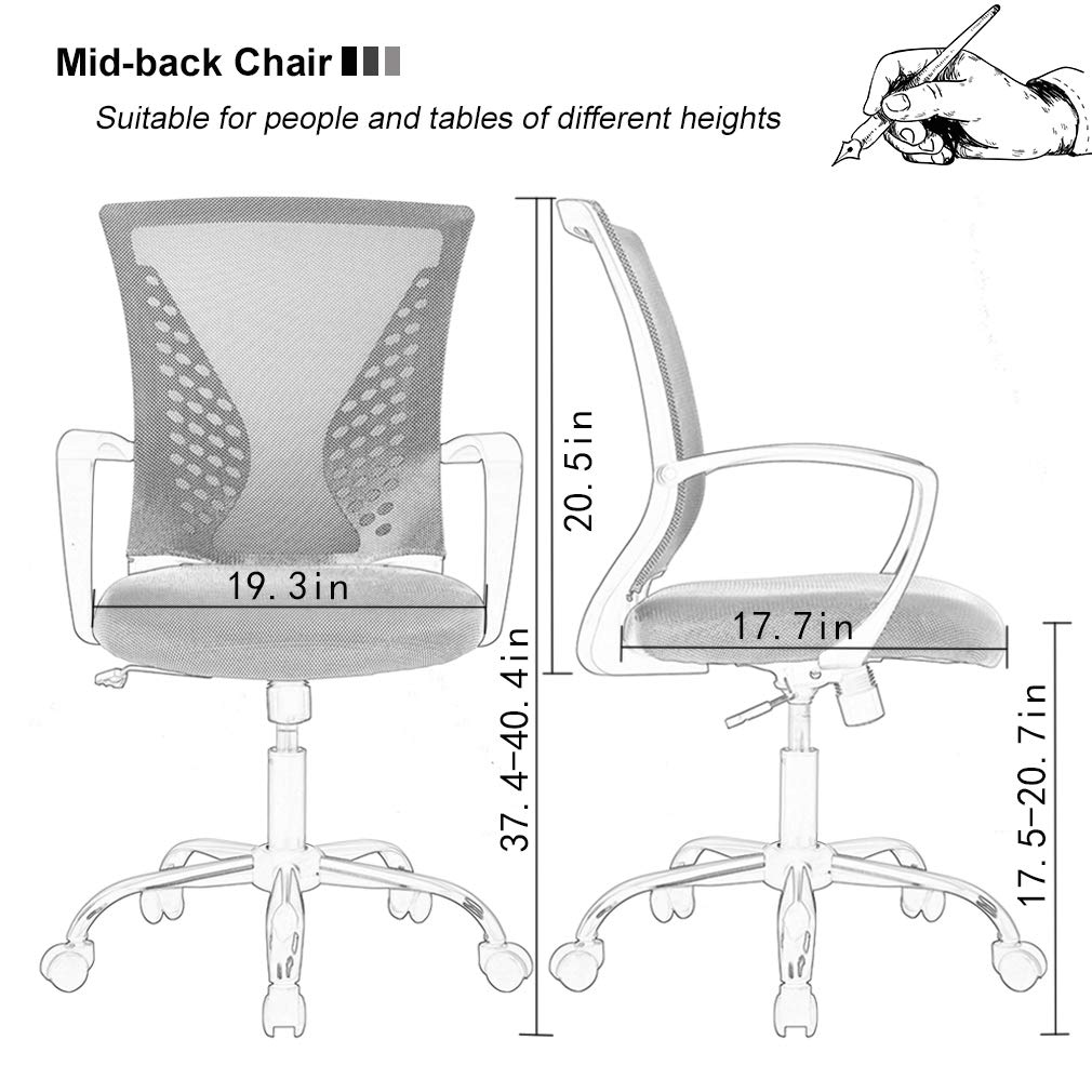 Ergonomic Mesh Office Chair with Lumbar Support & Armrests - Adjustable Swivel Task Chair for Adults - Perfect for Home & Office Workspaces