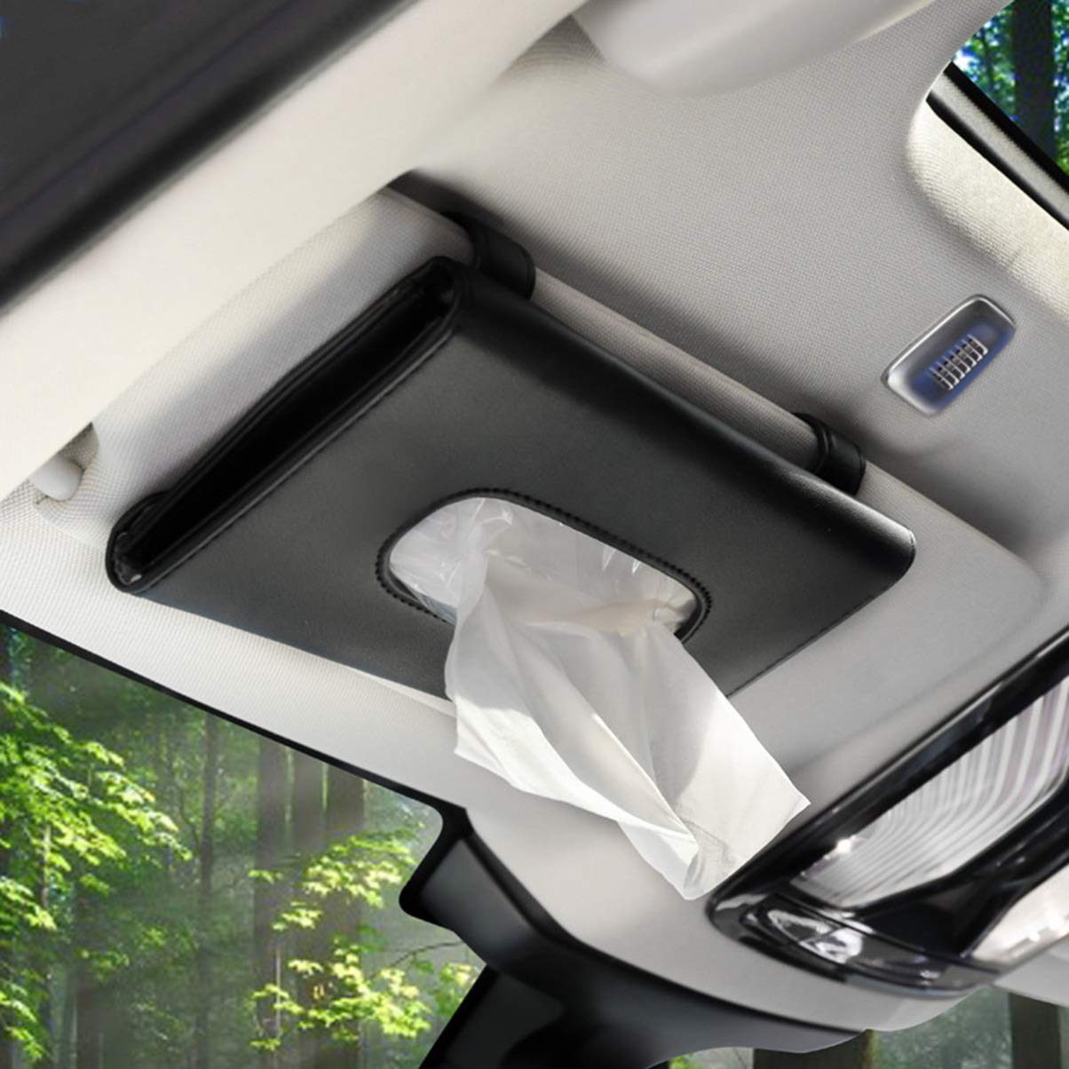 Premium Car Visor Tissue Box Holder - Black Hanging Tissue Dispenser for Vehicles, Cars & SUVs | Perfect for Road Trips, Commuting & Family Travel Accessories
