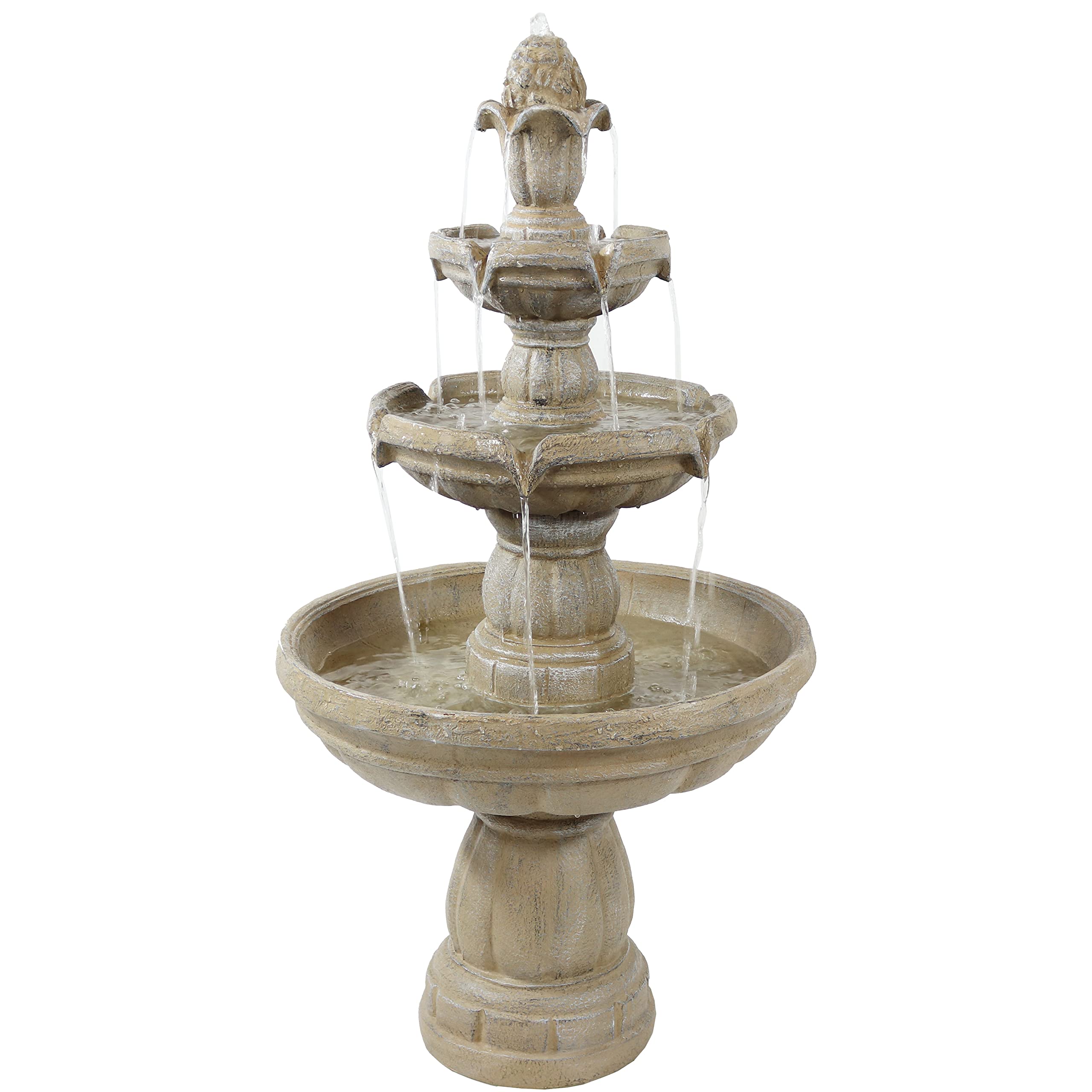 48-Inch 3-Tier Electric Outdoor Water Fountain by Sunnydaze - Relaxing Garden Water Feature for Patio, Yard, Deck or Backyard - Perfect for Meditation, Stress Relief & Home Decor