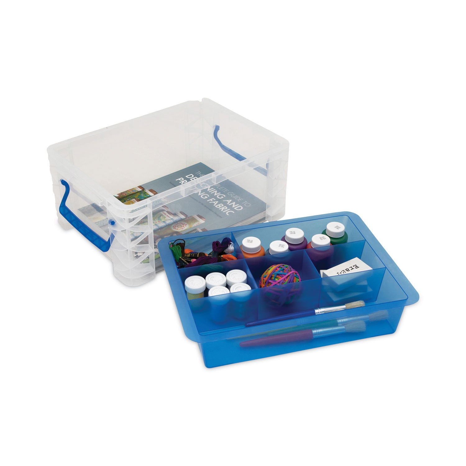 Advantus Super Stacker Divided Storage Box - 6 Compartment Organizer, 10.38