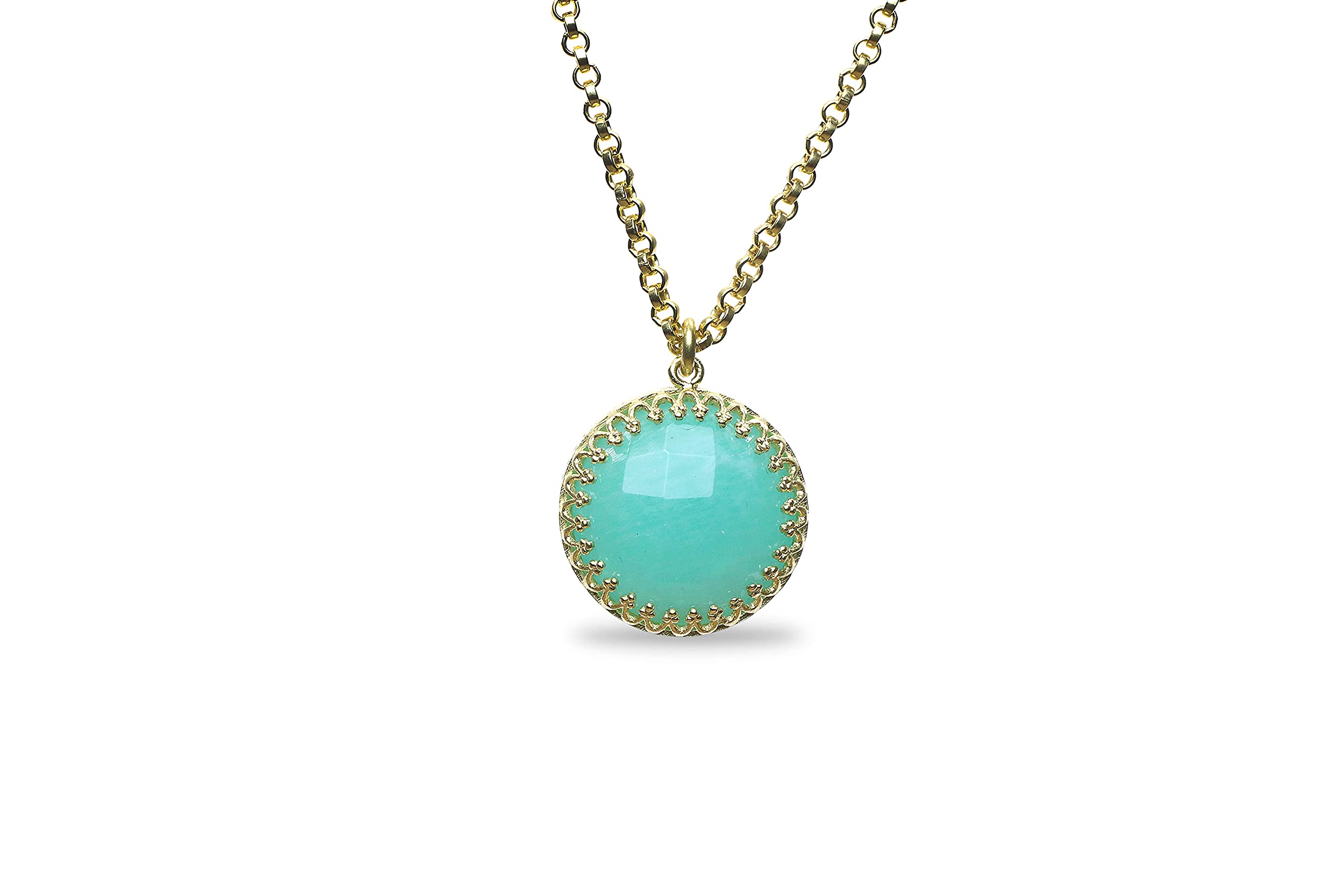 Amazonite Crystal Sterling Silver Necklace - Handmade Custom Jewelry for Women, Elegant Gemstone Pendant with Jewelry Box - Perfect Gift for Birthday, Anniversary & Special Occasions