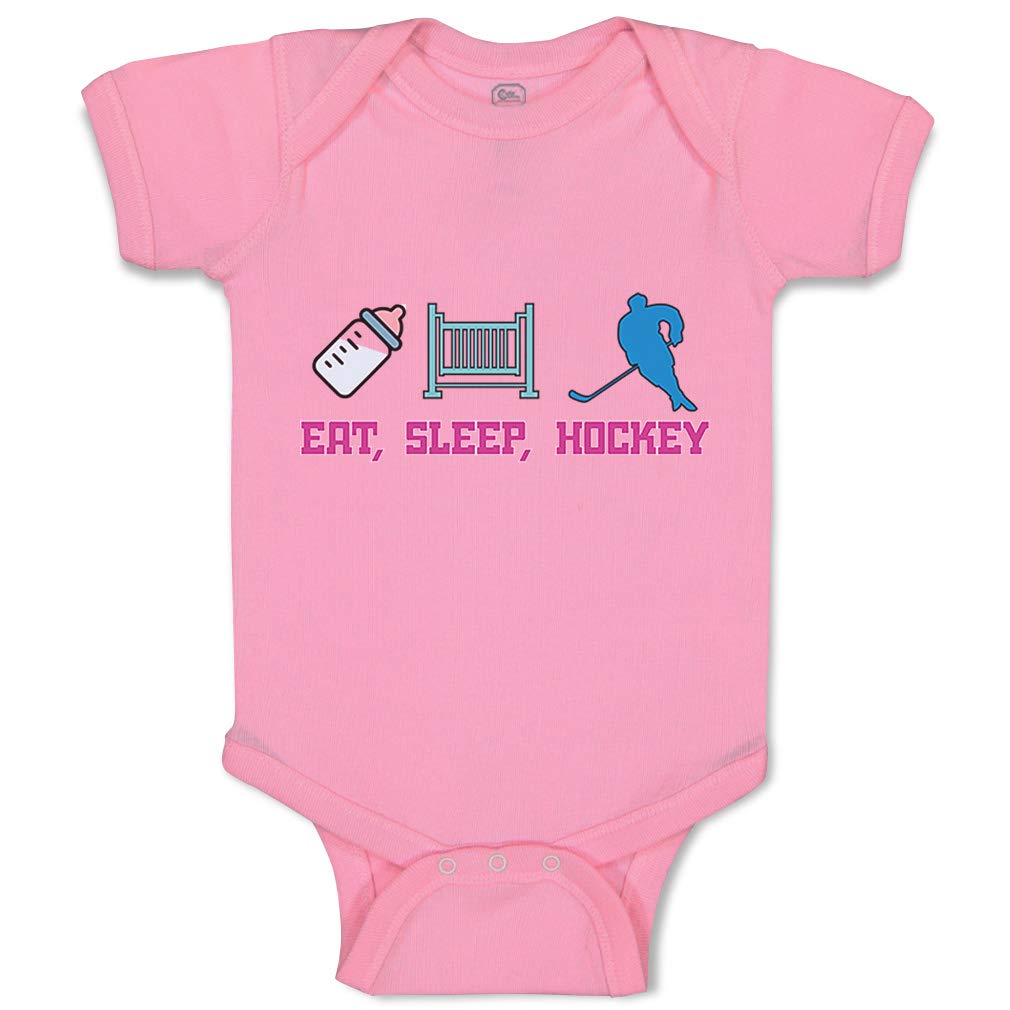 Custom Baby Bodysuit - Eat Sleep Hockey Funny Cotton Onesie for Boys & Girls | Soft Infant Outfit for Playtime, Gifts & Family Photos