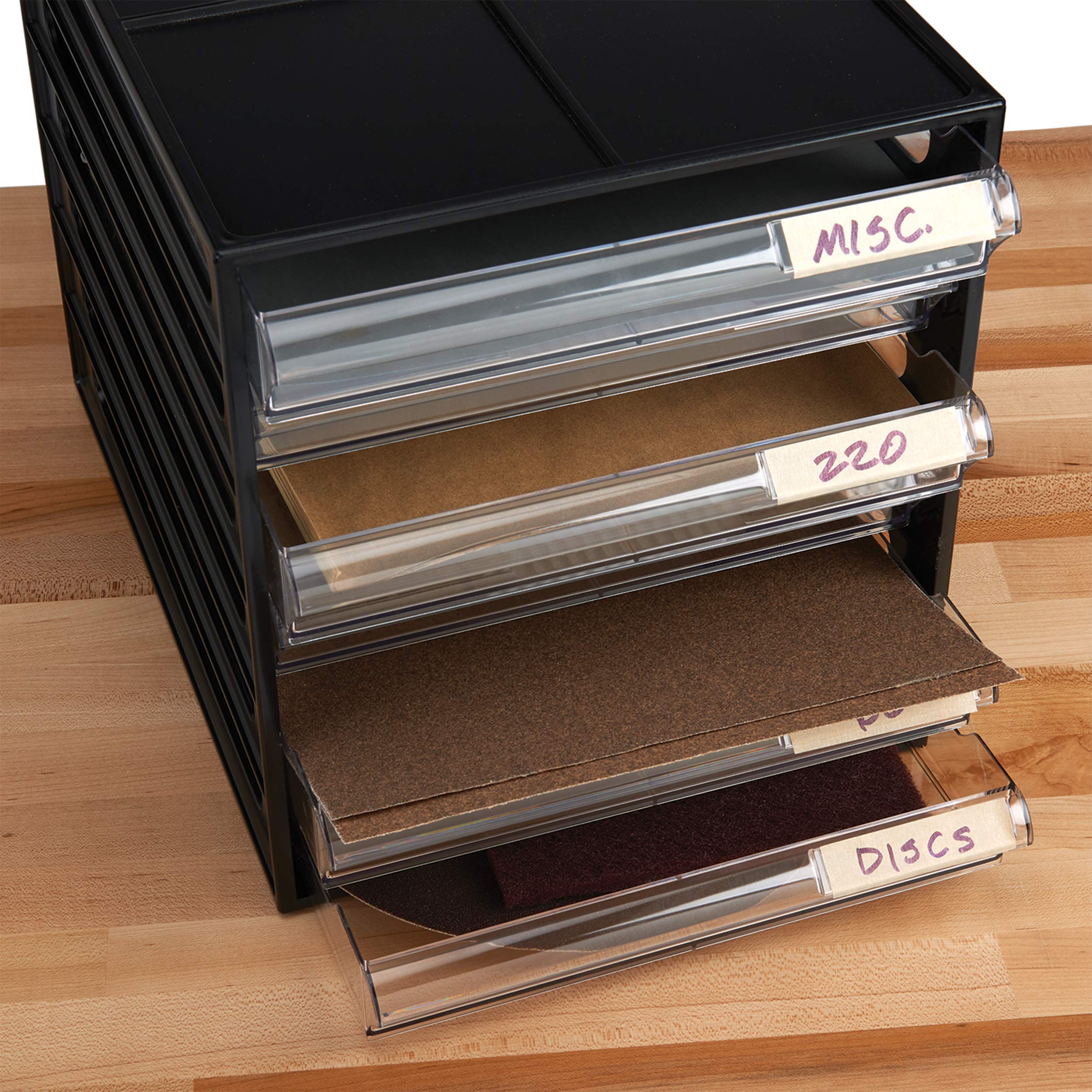 WOODRIVER Sandpaper Organizer - Premium Sandpaper Storage Case for Woodworking & DIY Projects - Perfect for Workshop, Garage, and Craft Room Organization