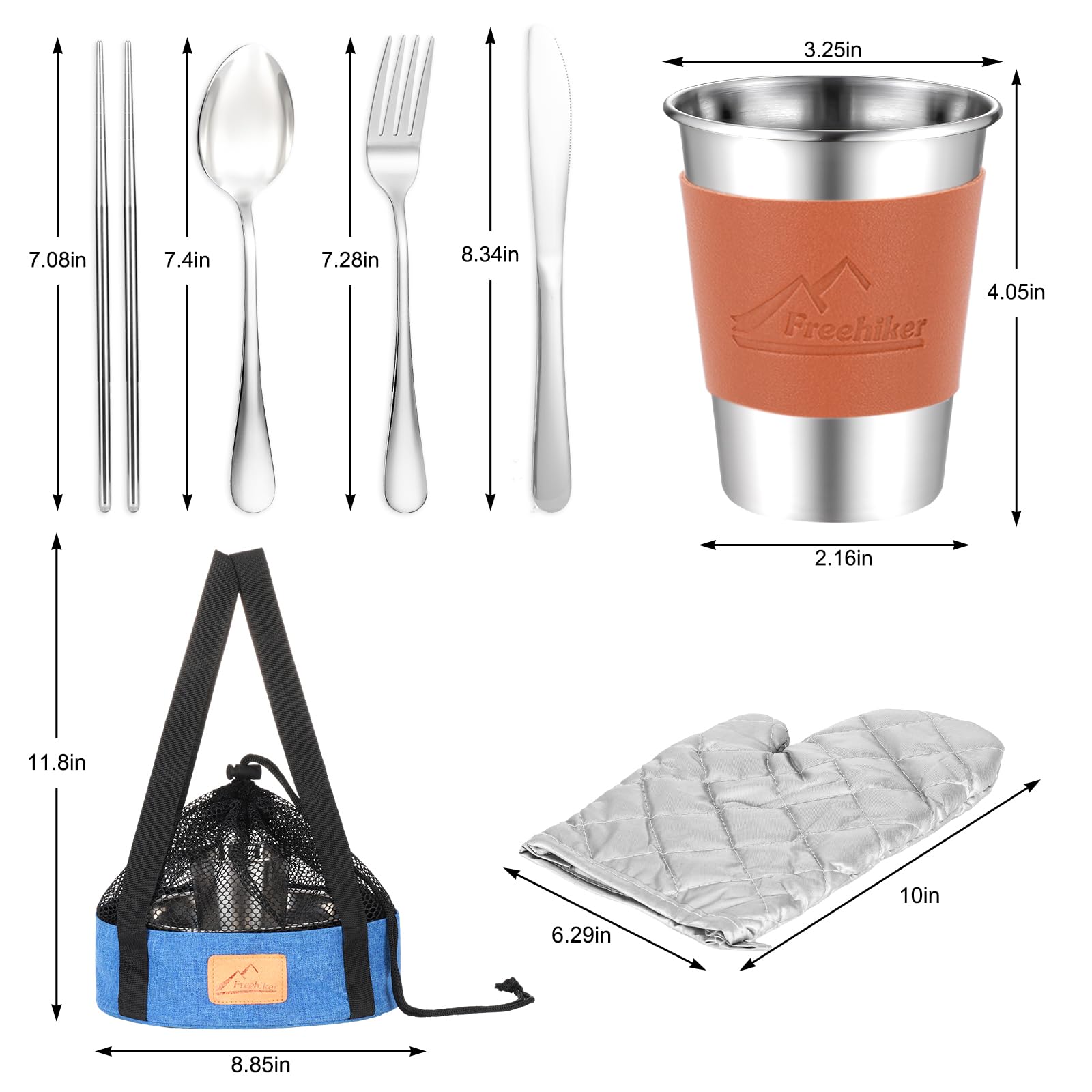 Lightweight Camping Mess Kit for 1-2 Persons - Portable Dinnerware Set with Plates, Bowls, Cups, Knives, Forks & Spoons | Perfect for Backpacking, Hiking & Outdoor Adventures