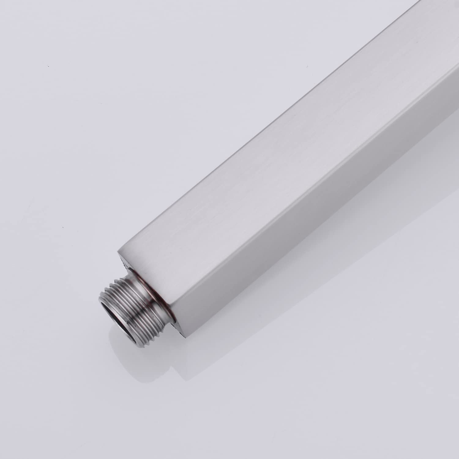 6 Inch Square Ceiling Mount Shower Arm with Flange - Universal Rain Shower Connection in Brushed Nickel - Perfect for Modern Bathroom Renovations & Spa-Like Shower Experience