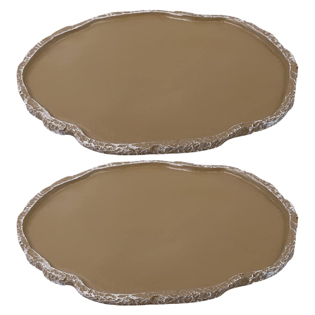 2-Pack Durable Resin Reptile Food and Water Dishes - Non-Slip Tortoise Feeding Bowls for Turtles, Lizards & Small Pets - Ideal for Terrariums, Habitats & Outdoor Enclosures
