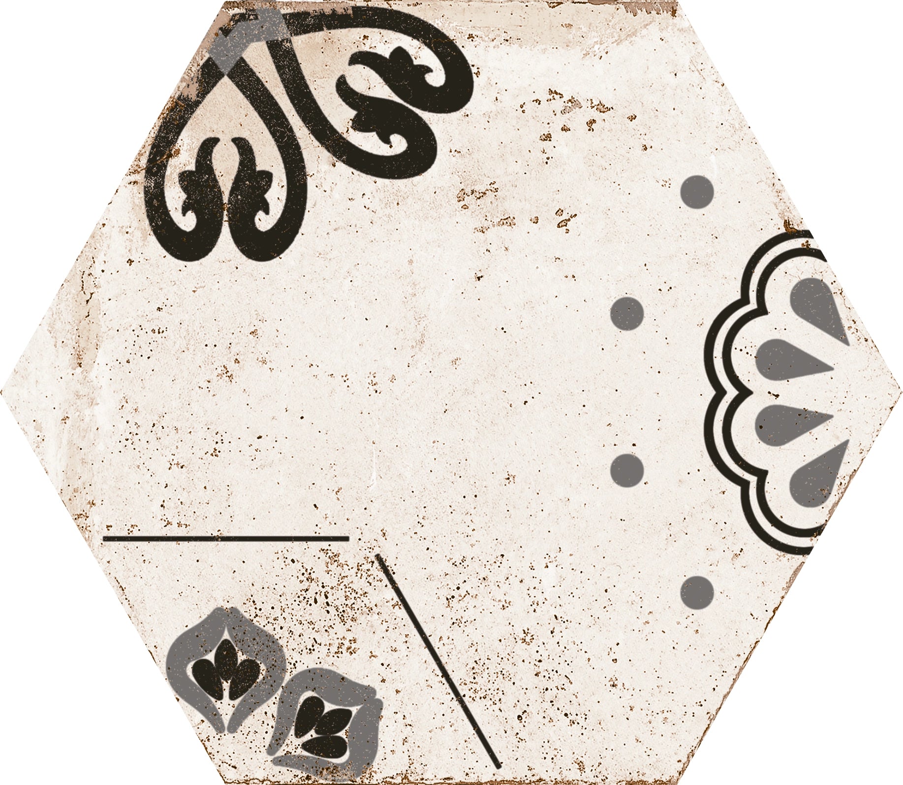 Hexagon Porcelain Tile 9 Inch - Modern Nora Hex Gris Design for Kitchen Backsplash, Bathroom Floor & Wall Tile - Castellon Collection