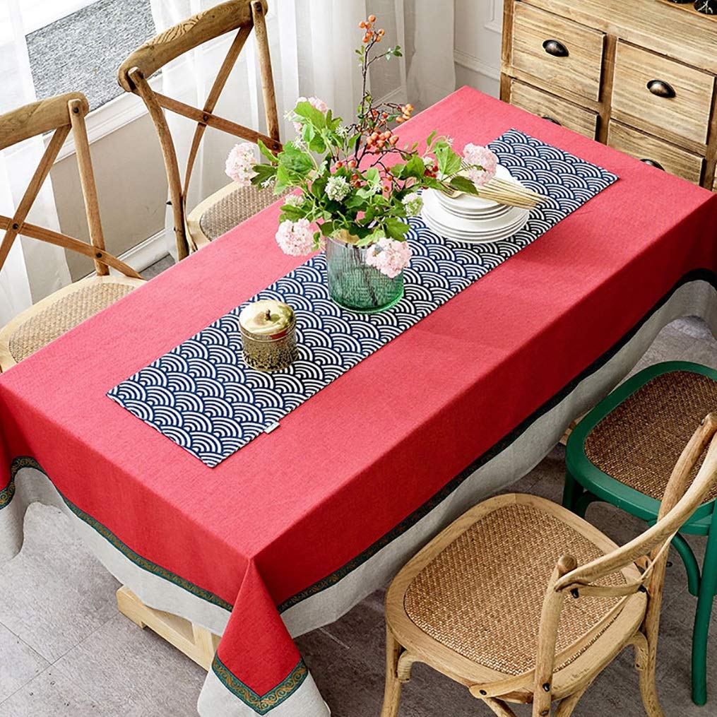 Festive Christmas Tablecloth - 140x220cm (86in) Red Rectangle Table Cover for Holiday Dining, Parties & Decor | Waterproof & Wrinkle-Resistant