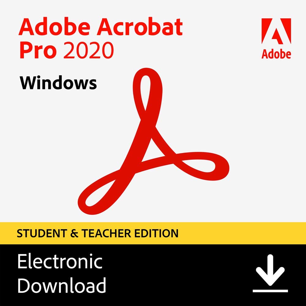 Adobe Acrobat Pro 2020 Student & Teacher Edition - PDF Editor Software for PC | Download Code Included | Perfect for Online Classes, Homework & Document Management