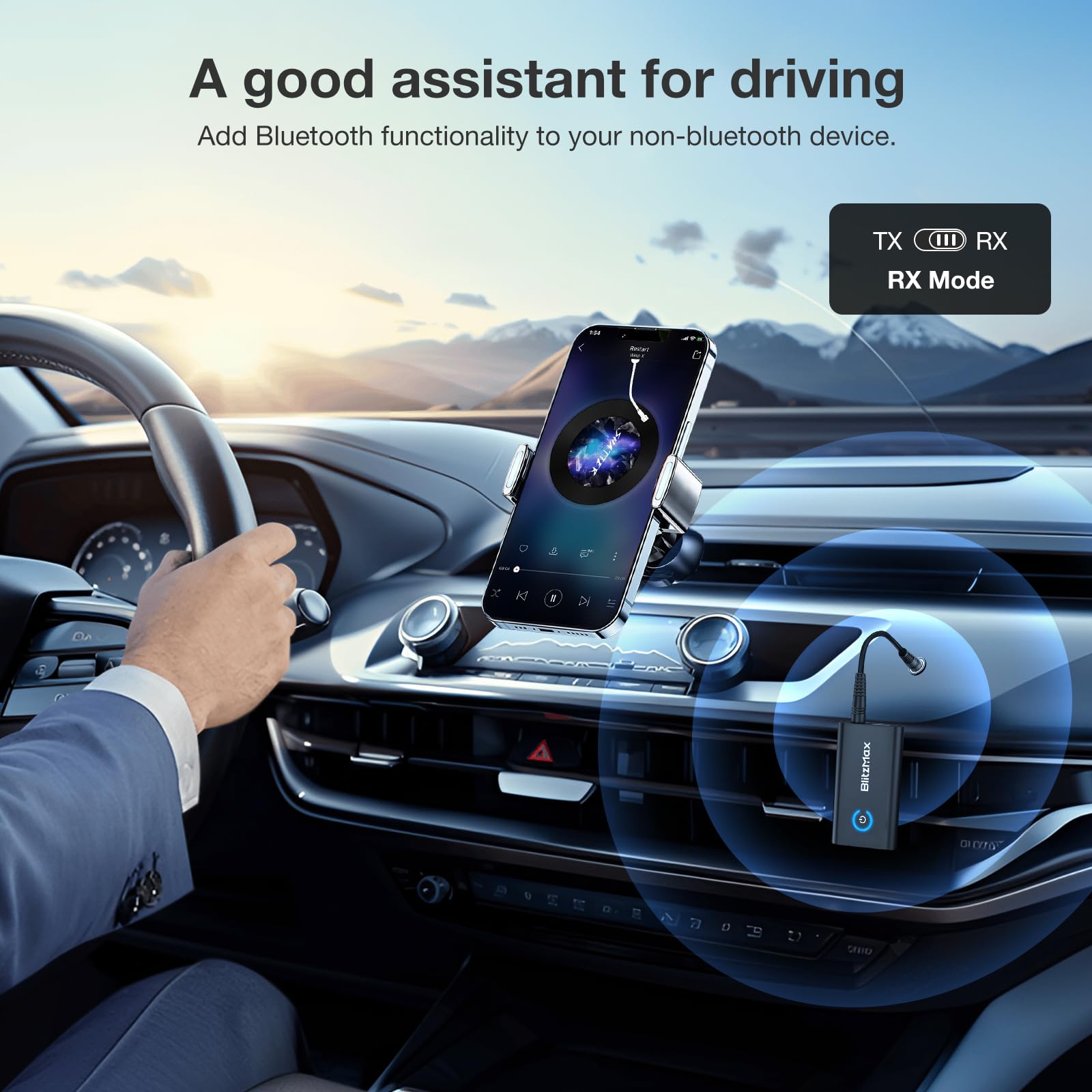 Bluetooth 5.2 Adapter Transmitter & Receiver with 3.5mm Audio - for PC/TV/Car/Gym