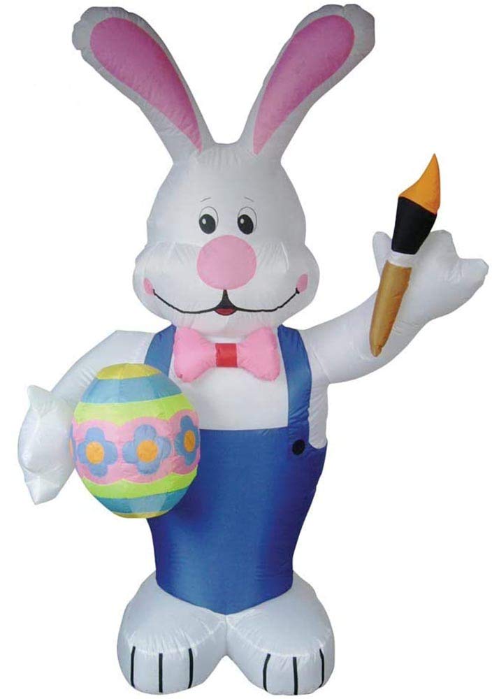 7ft Inflatable Standing Bunny with Egg & Paint Brush - Easter Yard Decoration for Outdoor Garden, Lawn, and Party Decor