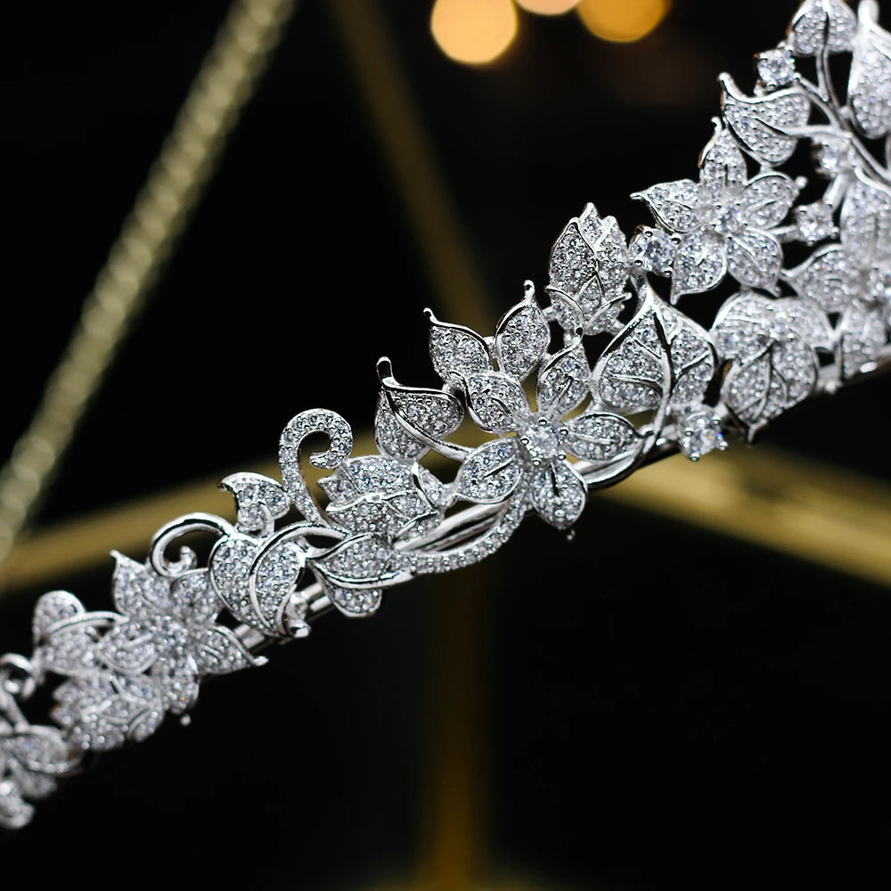 Elegant Cubic Zirconia Silver Tiara Crown for Women - Perfect Wedding Hair Accessory | Bridal Party, Prom, Pageant & Special Occasion Headpiece