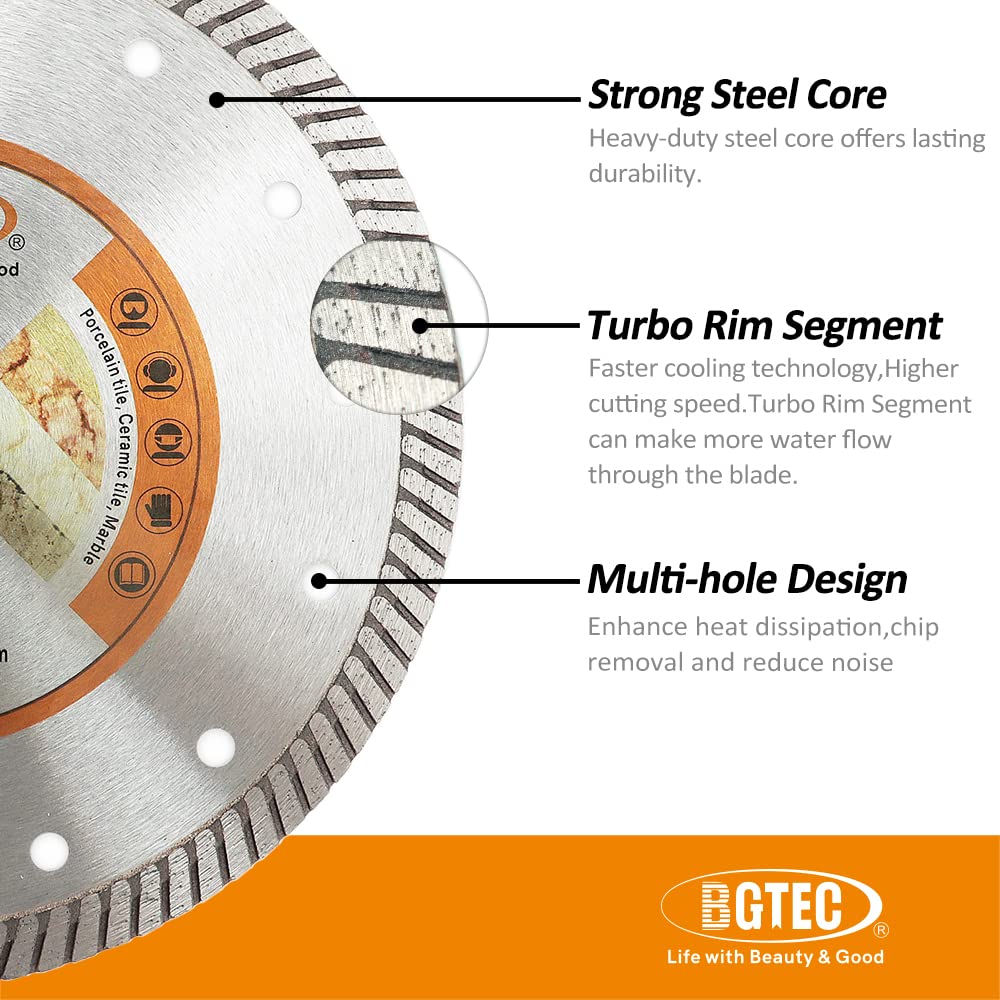 BGTEC 4.5 Inch Diamond Tile Blade - Premium Porcelain, Ceramic, Granite, Marble Cutting Disc with 7/8
