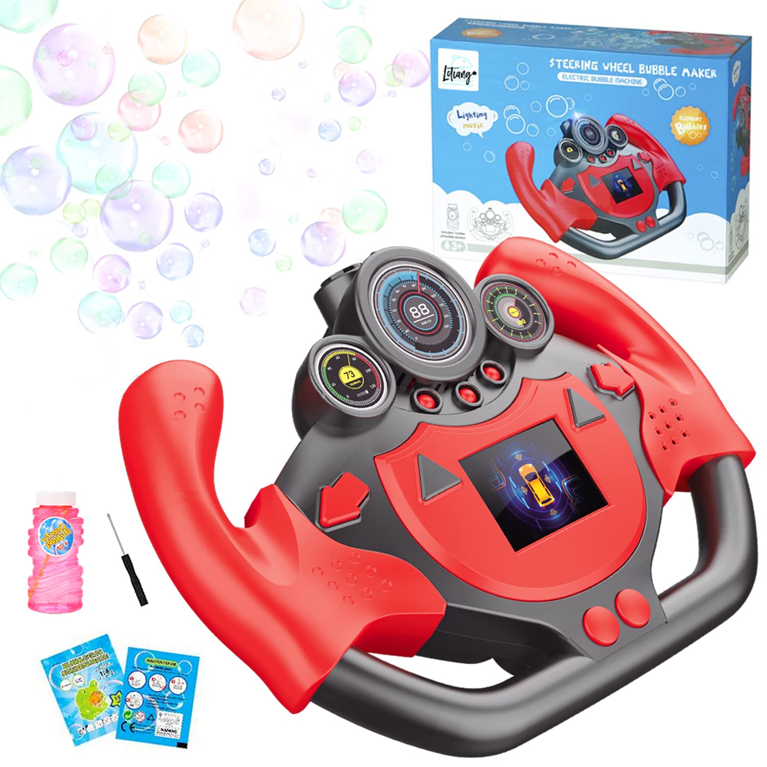 **Kids Bubble Machine with Music & Lights - Automatic Bubble Blower for Toddlers, 3000 Bubbles Per Minute, Includes Bubble Solution - Portable Bubble Maker for Birthday Parties, Weddings, Indoor & Outdoor Play**