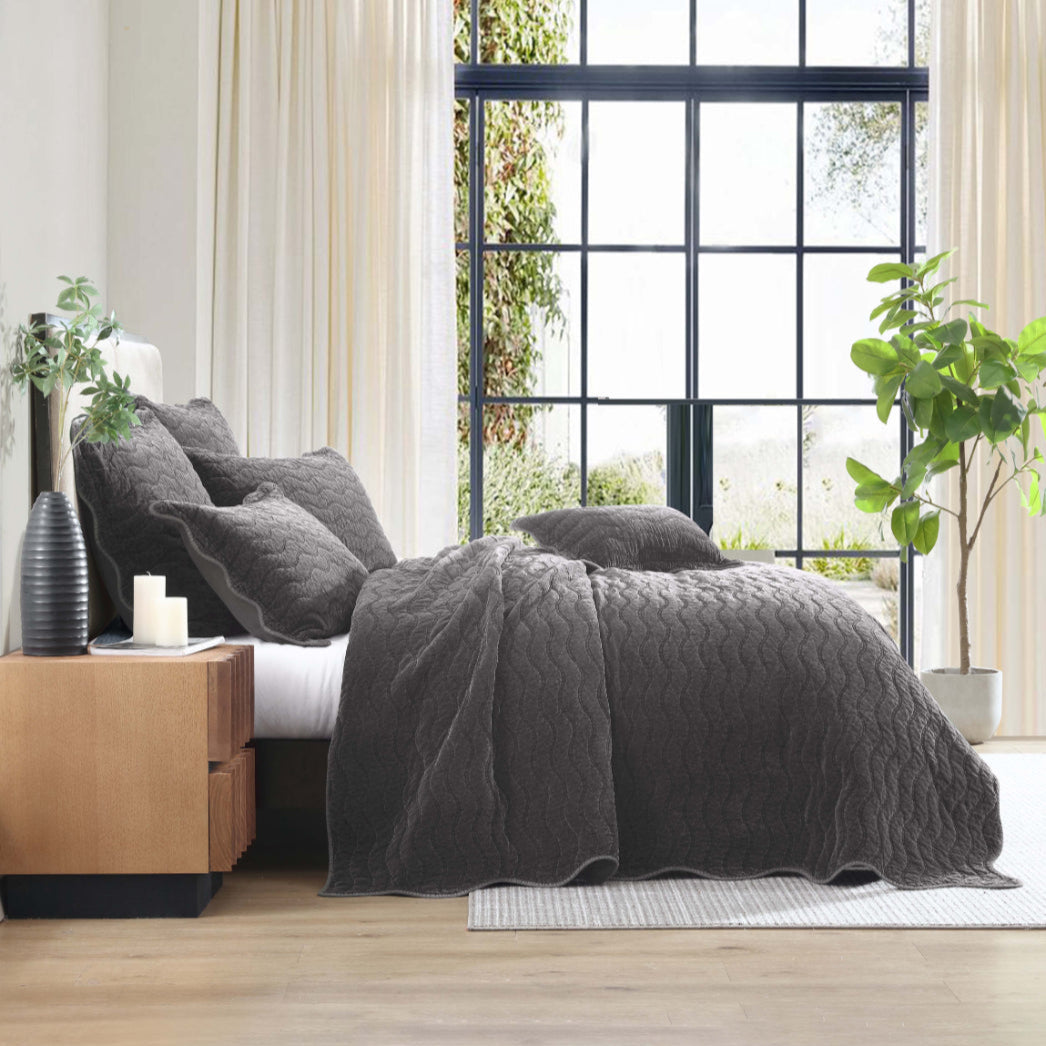 Private Collection Indiana Charcoal Coverlet - Soft & Stylish Bedspread for Cozy Bedroom Decor - Perfect for Guest Rooms, Master Bedrooms & Dorm Essentials