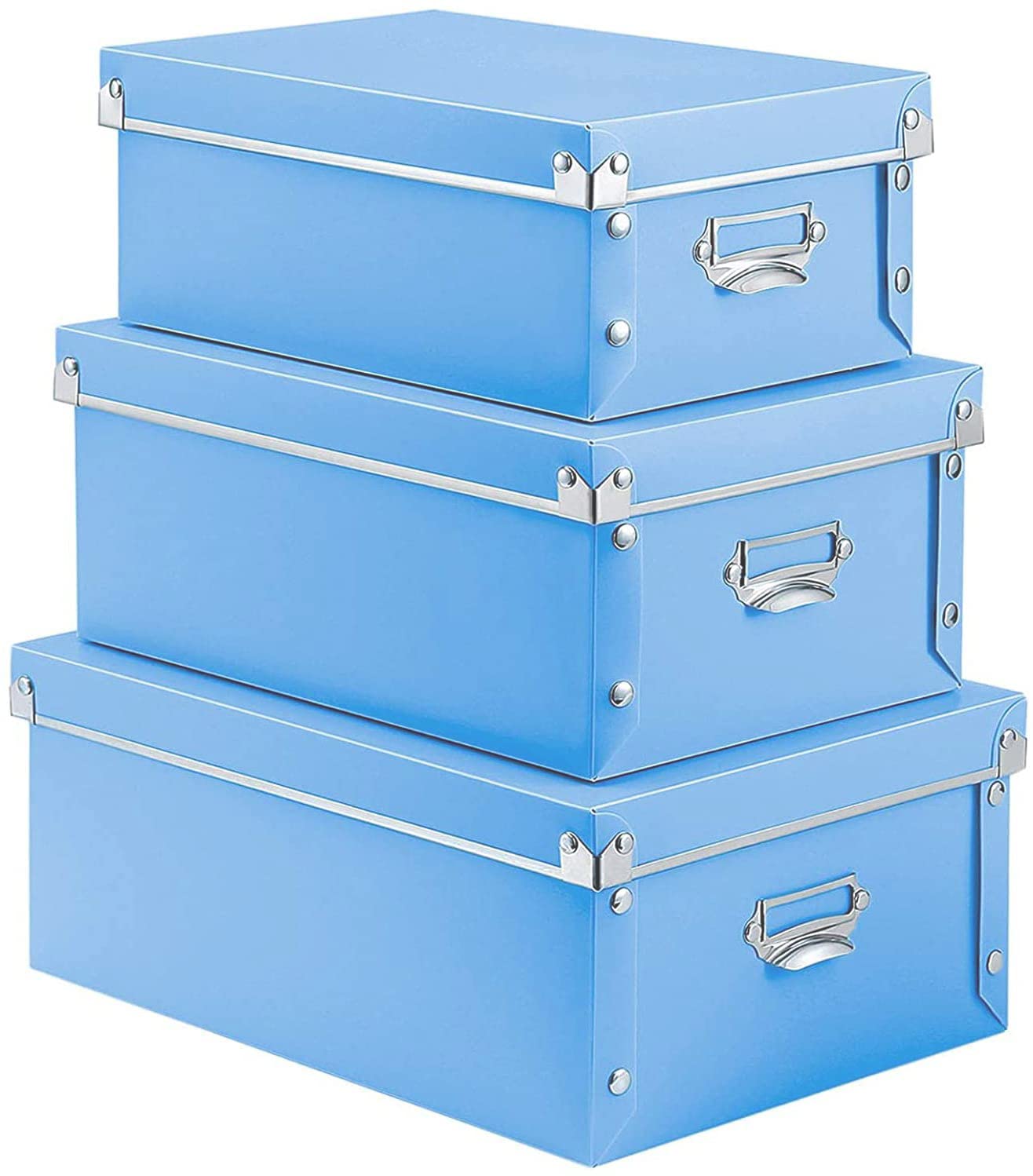 Foldable Storage Box with Lids - 3-Piece Set, Multi-Size Plastic Organizer for Clothes, Toys, Cosmetics & Books | Space-Saving Home, Office & Dorm Organization Solution