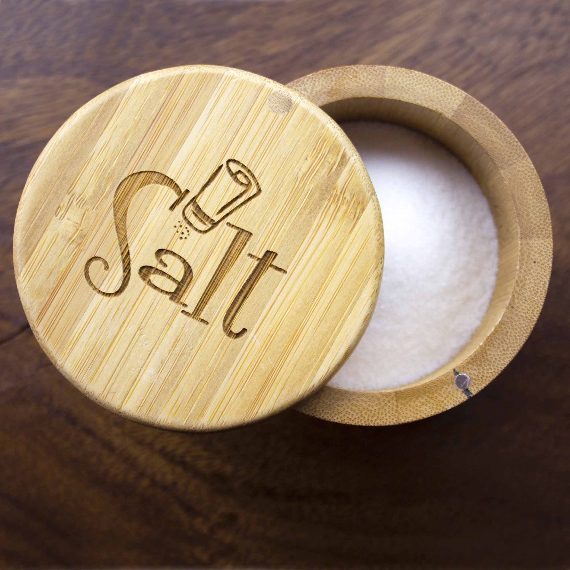 Engraved Salt Shaker with Lid - 6 Oz Salt Cellar for Kitchen, Dining Table & Gift Giving - Premium Stainless Steel Spice Dispenser for Home & Restaurant Use
