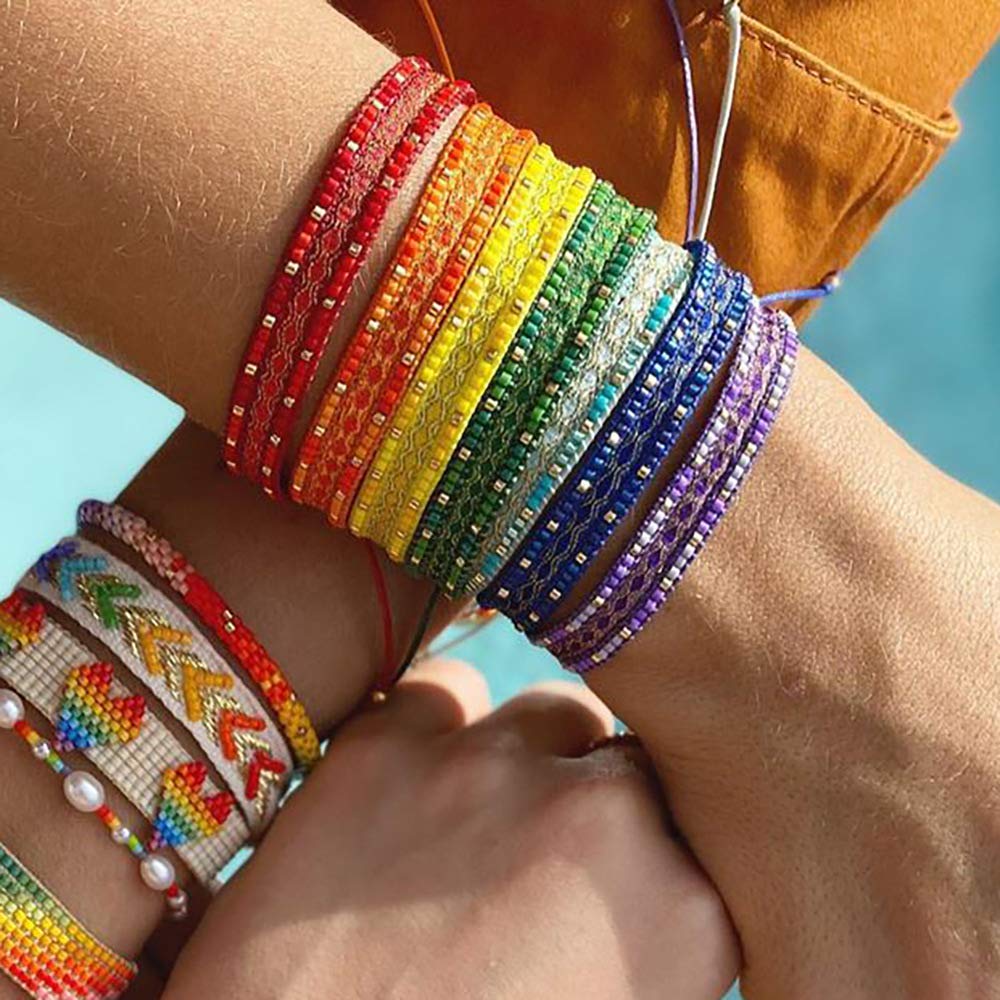 C·QUAN CHI Women's Colorful Wrap Bracelet - Handmade Adjustable Friendship Bracelet with Charms for Boho Style & Everyday Wear