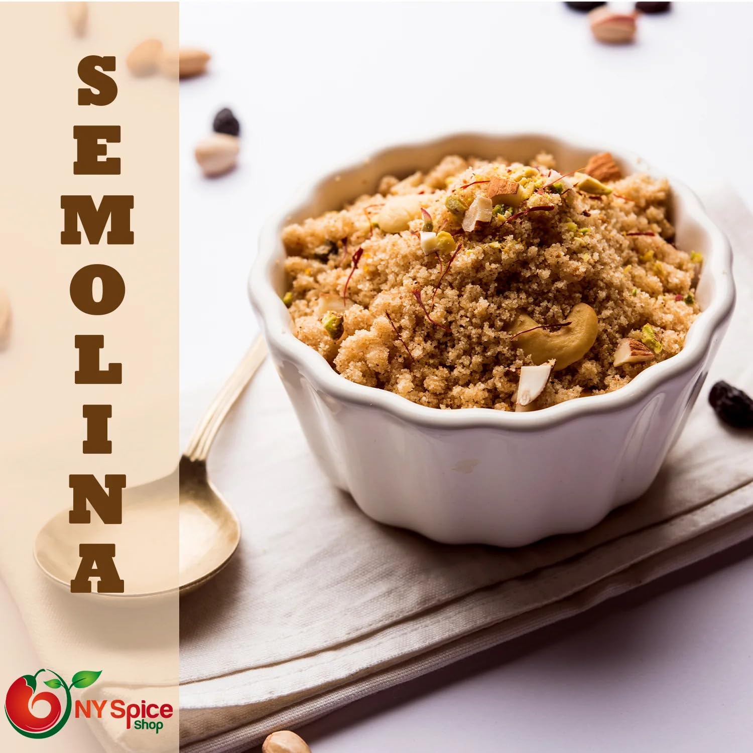 NY SPICE SHOP Semolina Flour (Sooji/Coarse Farina) - High Protein Durum Wheat for Pasta, Pizza Dough, Cake & Bread - 3lb | Perfect for Italian Cooking, Indian Sweets & Baking