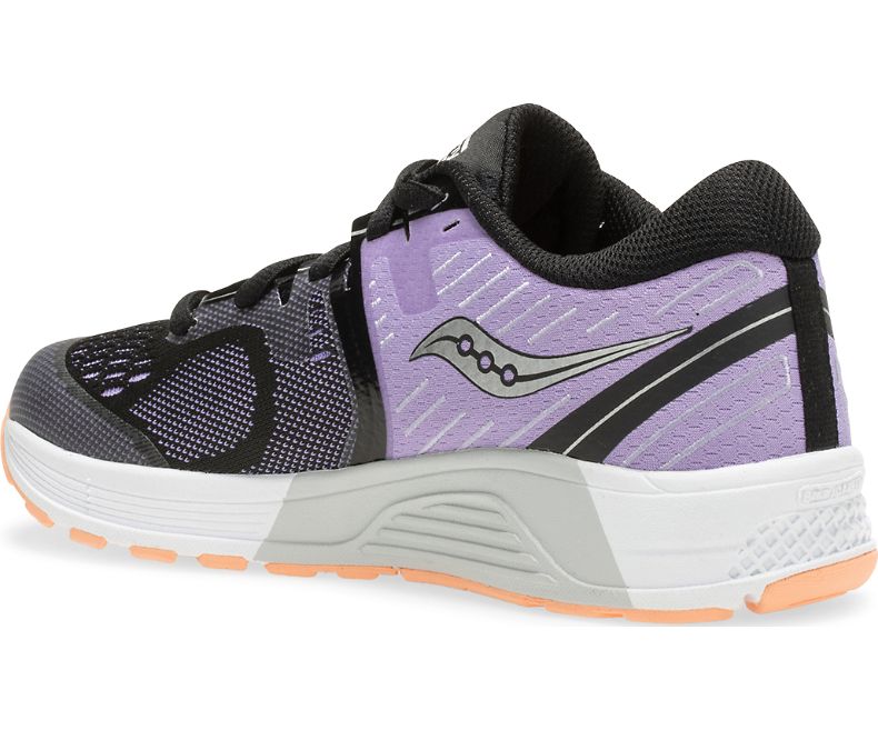 Saucony Guide ISO 2 Kids Running Shoes - Black/Purple Athletic Sneakers for Boys & Girls - Perfect for School, Sports & Daily Activities